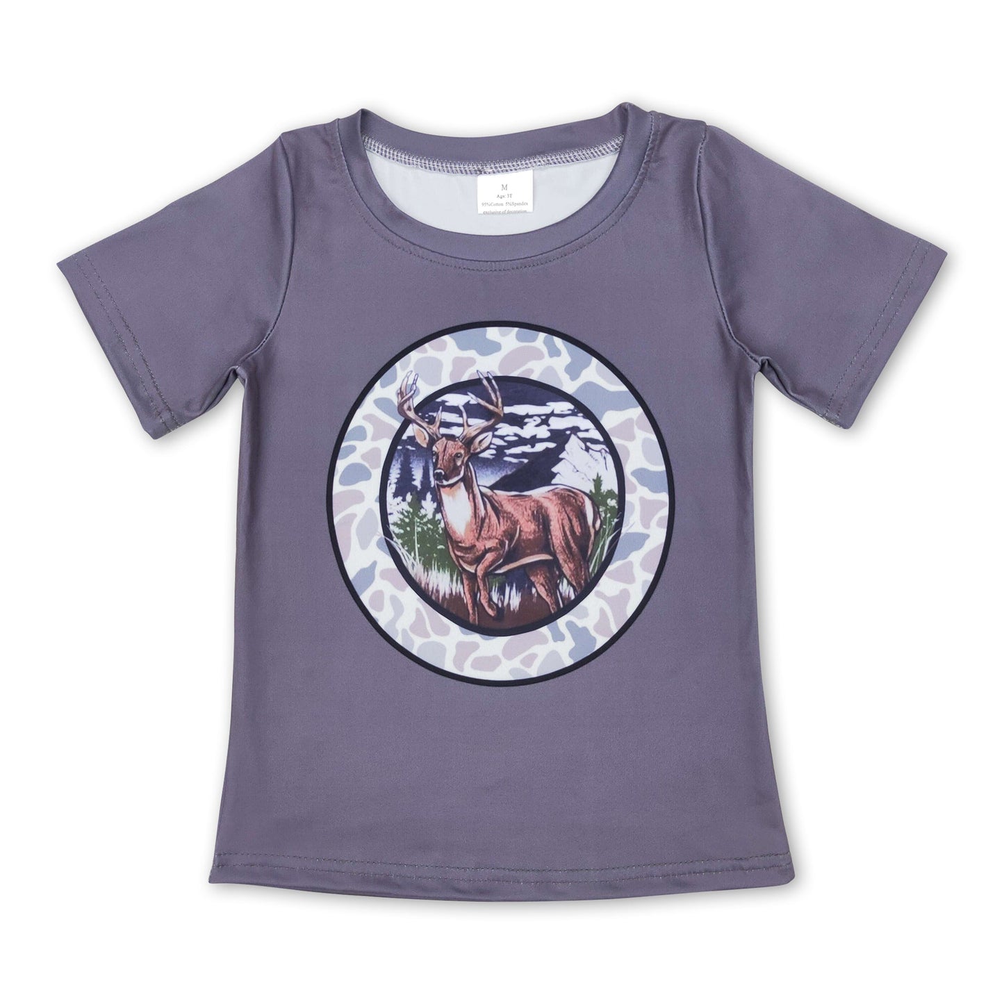 Kurzarm-Camo-Hirsch-Jungen-Shirt