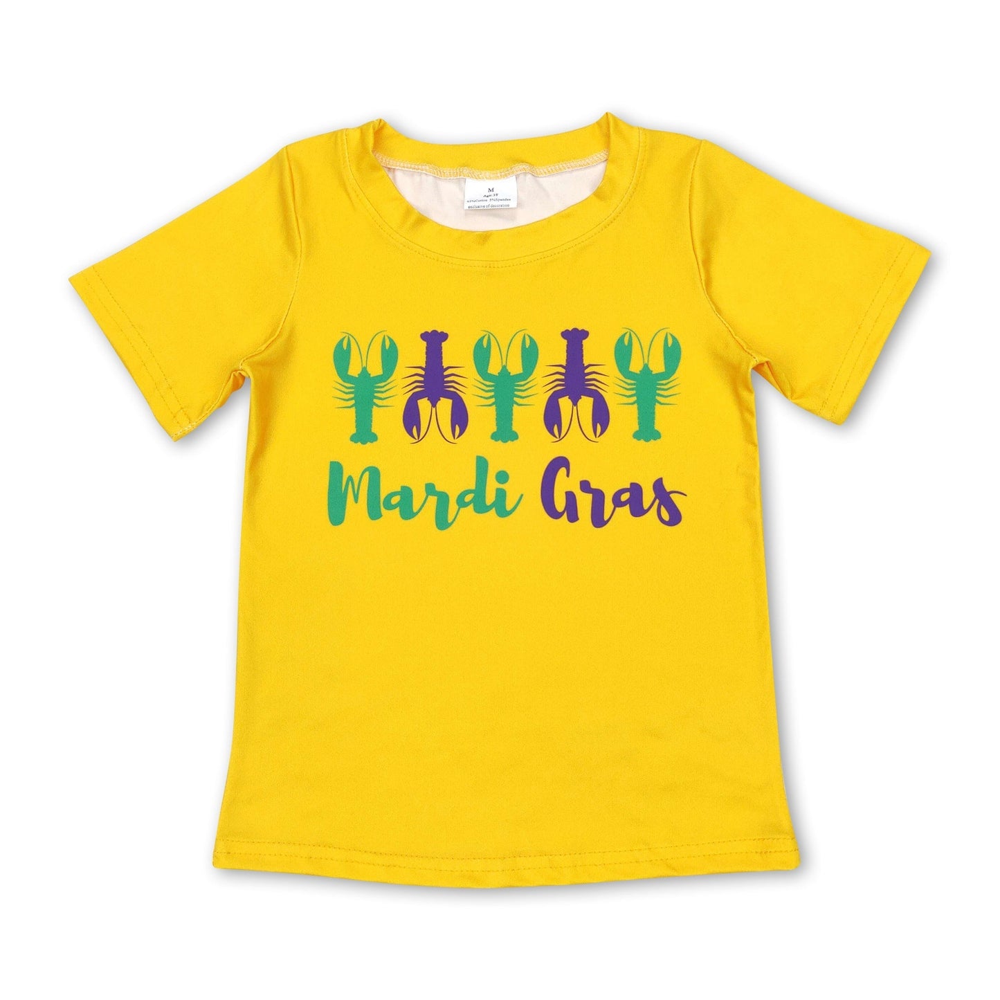 Gelbes Kurzarm-Mardi-Gras-Flusskrebs-Baby-Kinder-Shirt
