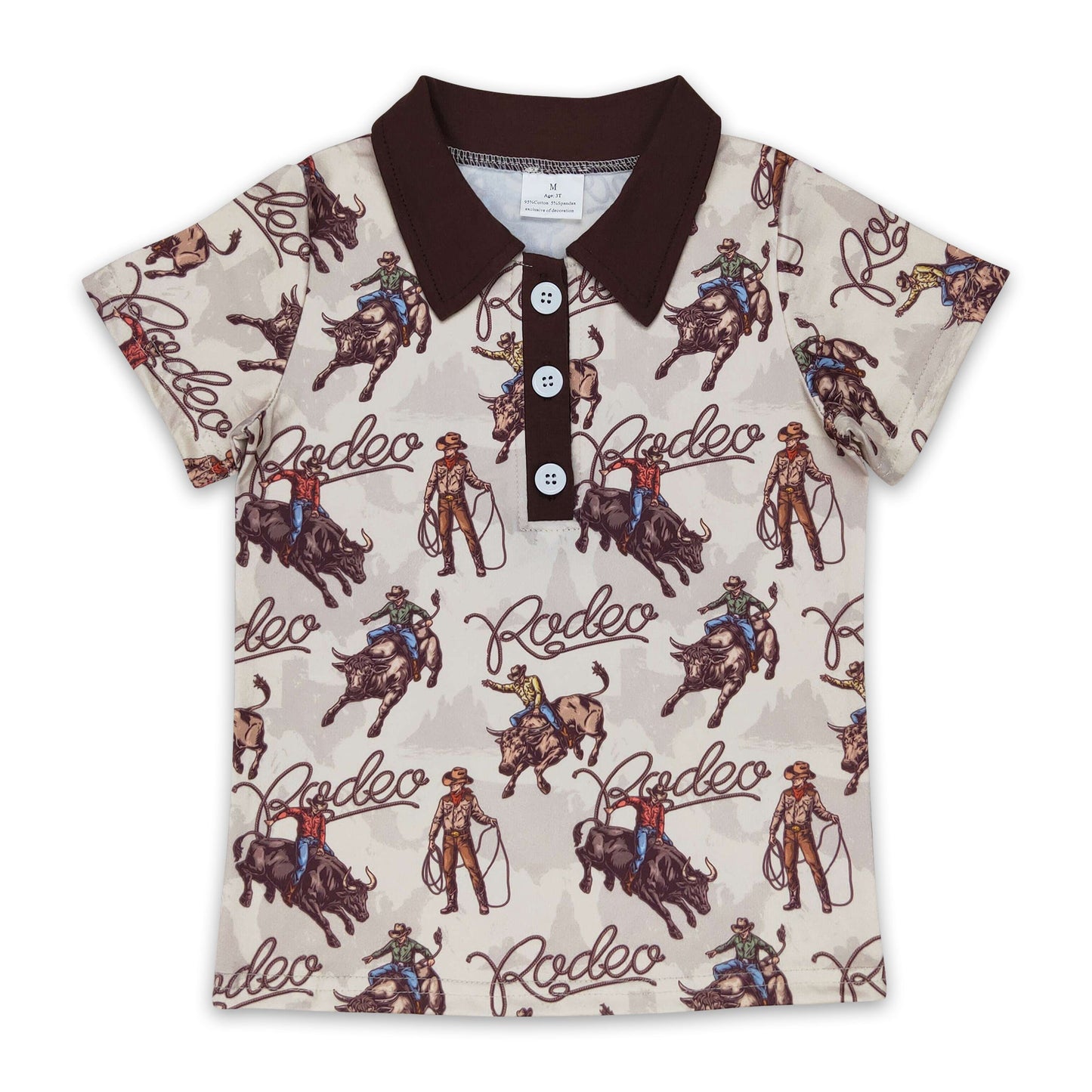 Kurzärmeliges Khaki-Rodeo-Poloshirt für Jungen