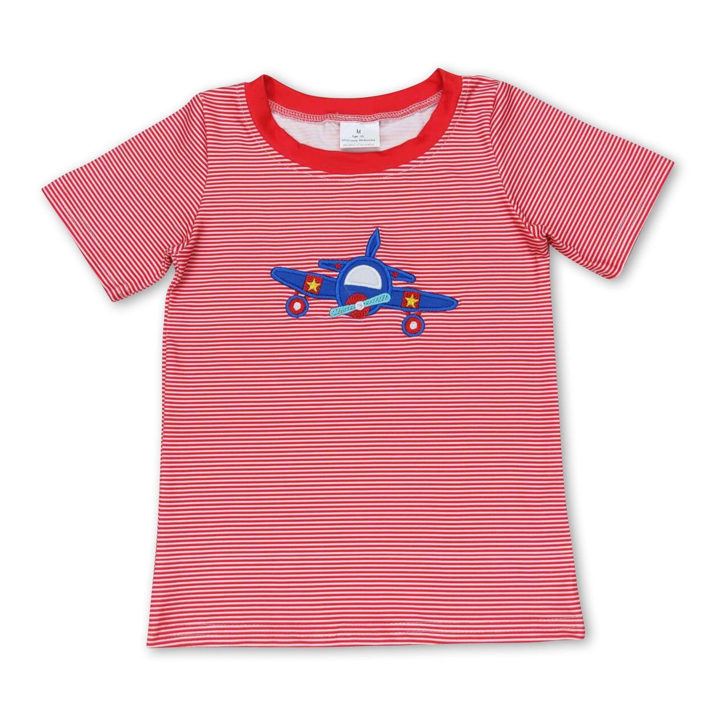 Rot gestreiftes Helikopter-Sommershirt für Jungen