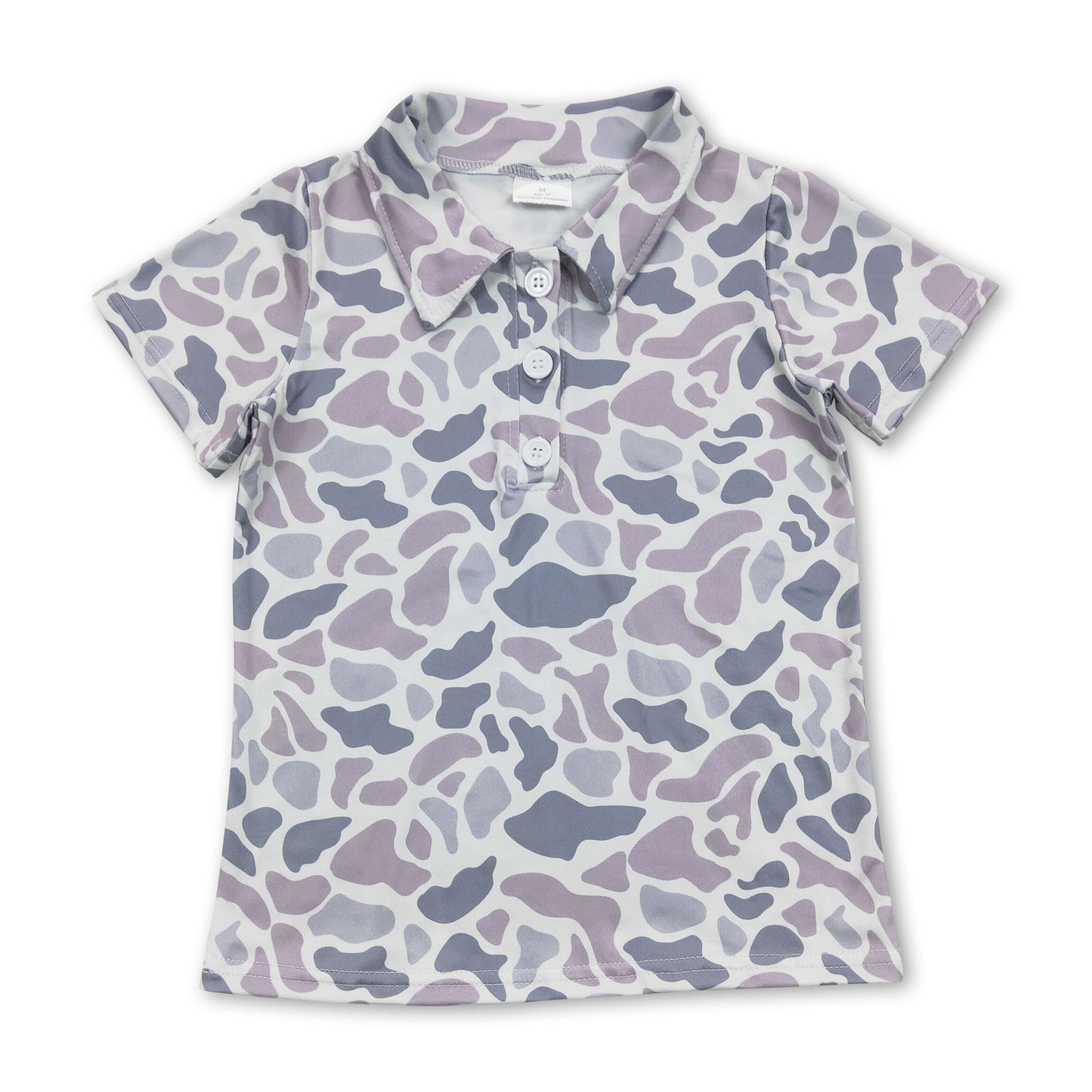 Kurzärmeliges graues Camo-Polohemd für Jungen