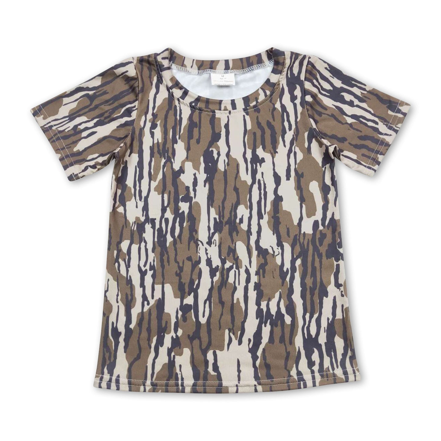 Kurzärmeliges olivfarbenes Camouflage-Shirt für Kinder und Jungen