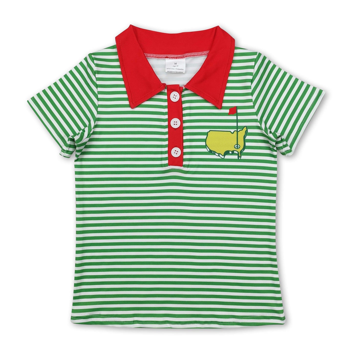 Kurzärmeliges grün gestreiftes Golf-Poloshirt für Jungen