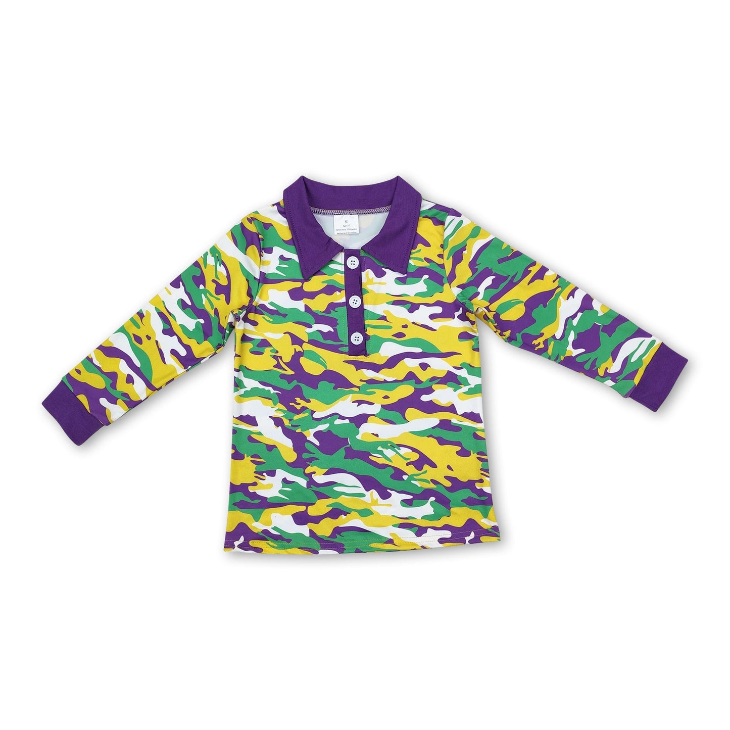 Lila gelb grüne Tarnfarben Kinder Jungen Mardi Gras Poloshirt