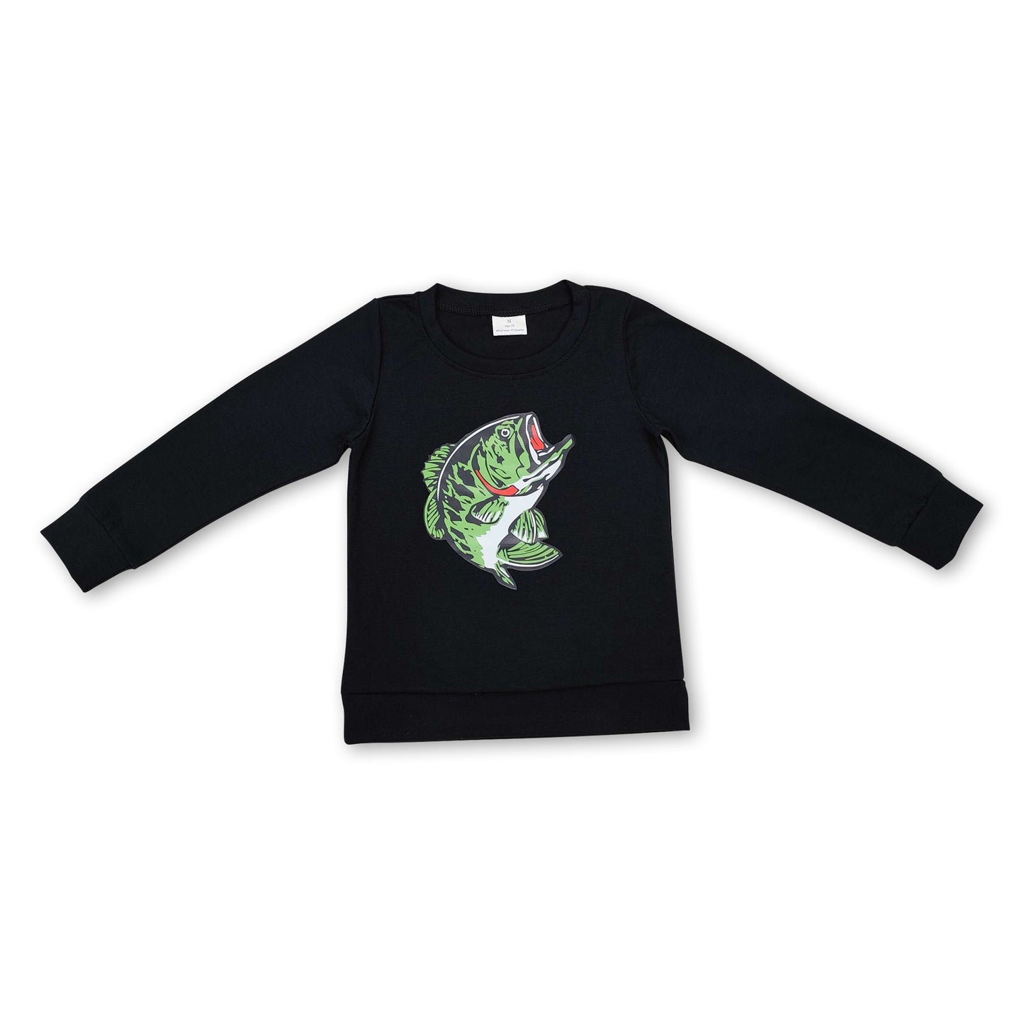 Dunkelgraues Langarmshirt mit Fischmotiv für Jungen