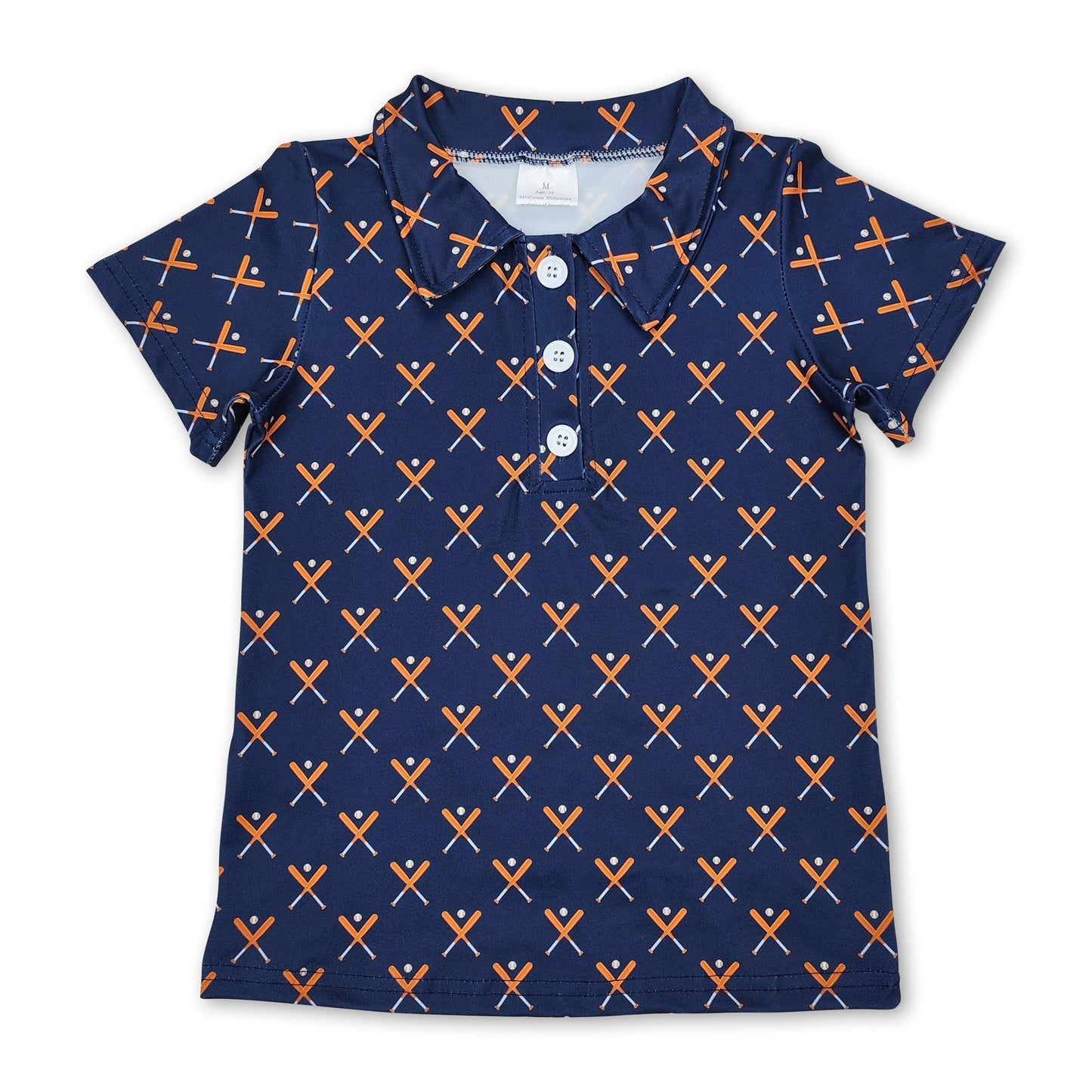 Blaues, kurzärmliges Baseball-Polohemd für Jungen