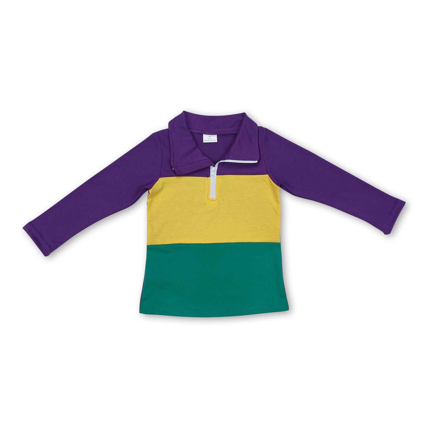 Lila-gelb-grüner Langarm-Pullover für Jungen zum Karneval