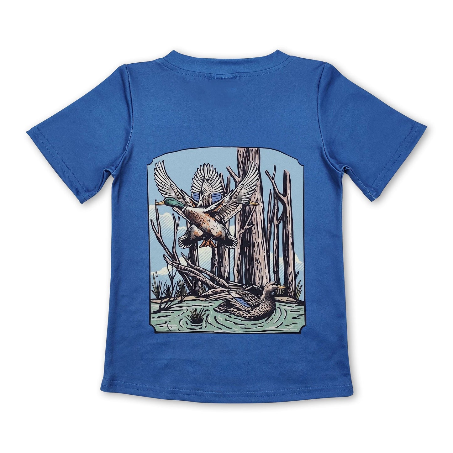 Kurzärmliges blaues Enten-Jungen-Shirt