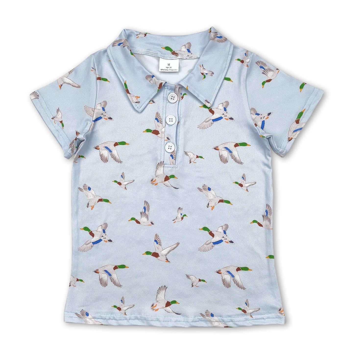 Kurzärmliges hellblaues Enten-Polohemd für Jungen