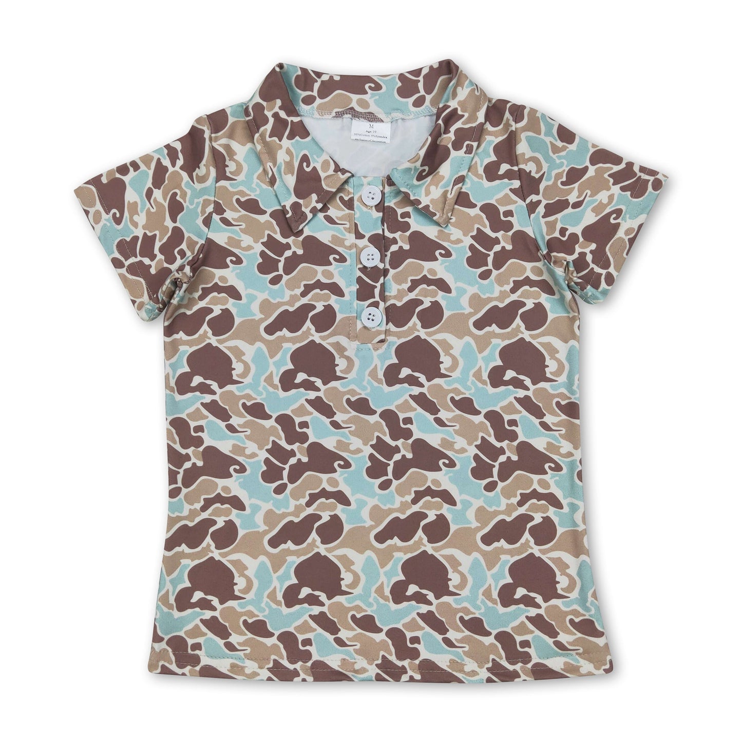 Kurzärmliges Polohemd für Jungen mit Camouflage-Muster in Mintgrün