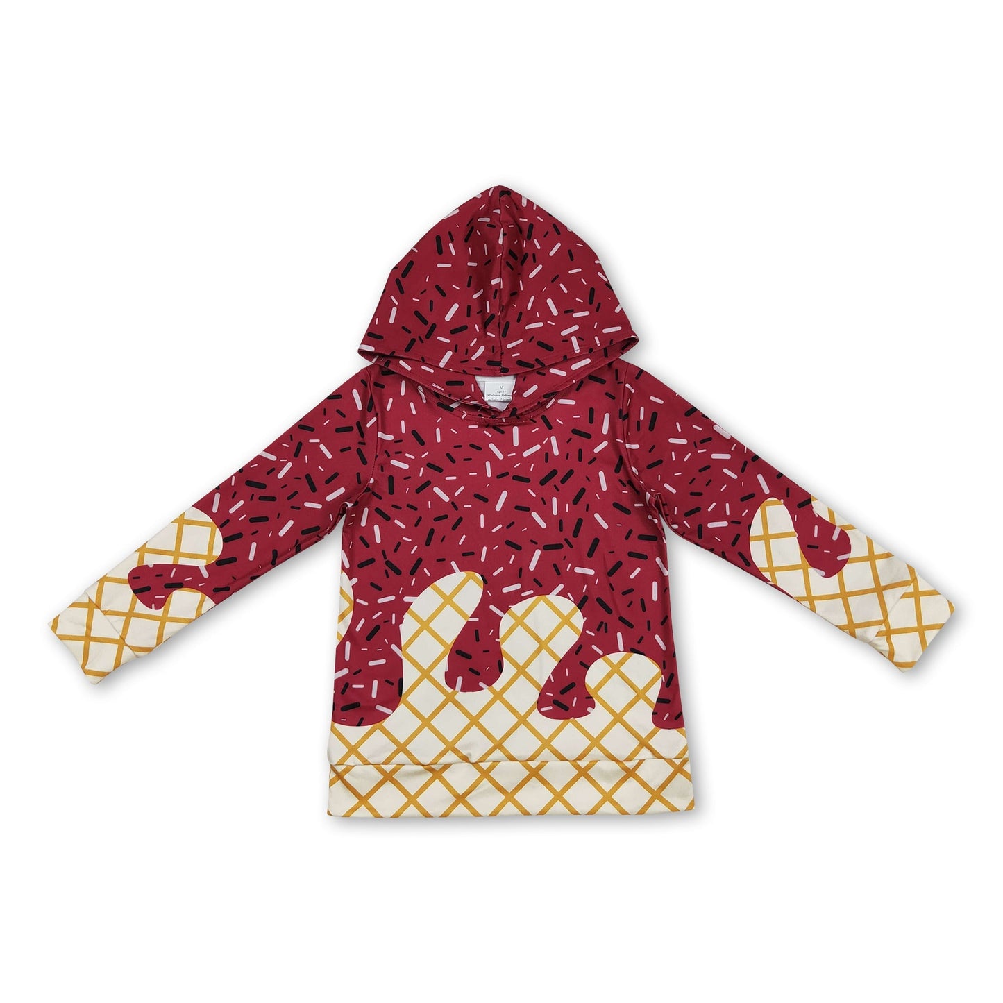 Langarm-Hoodie für Babys und Kinder, weinrot, mit Eiscreme-Streuseln