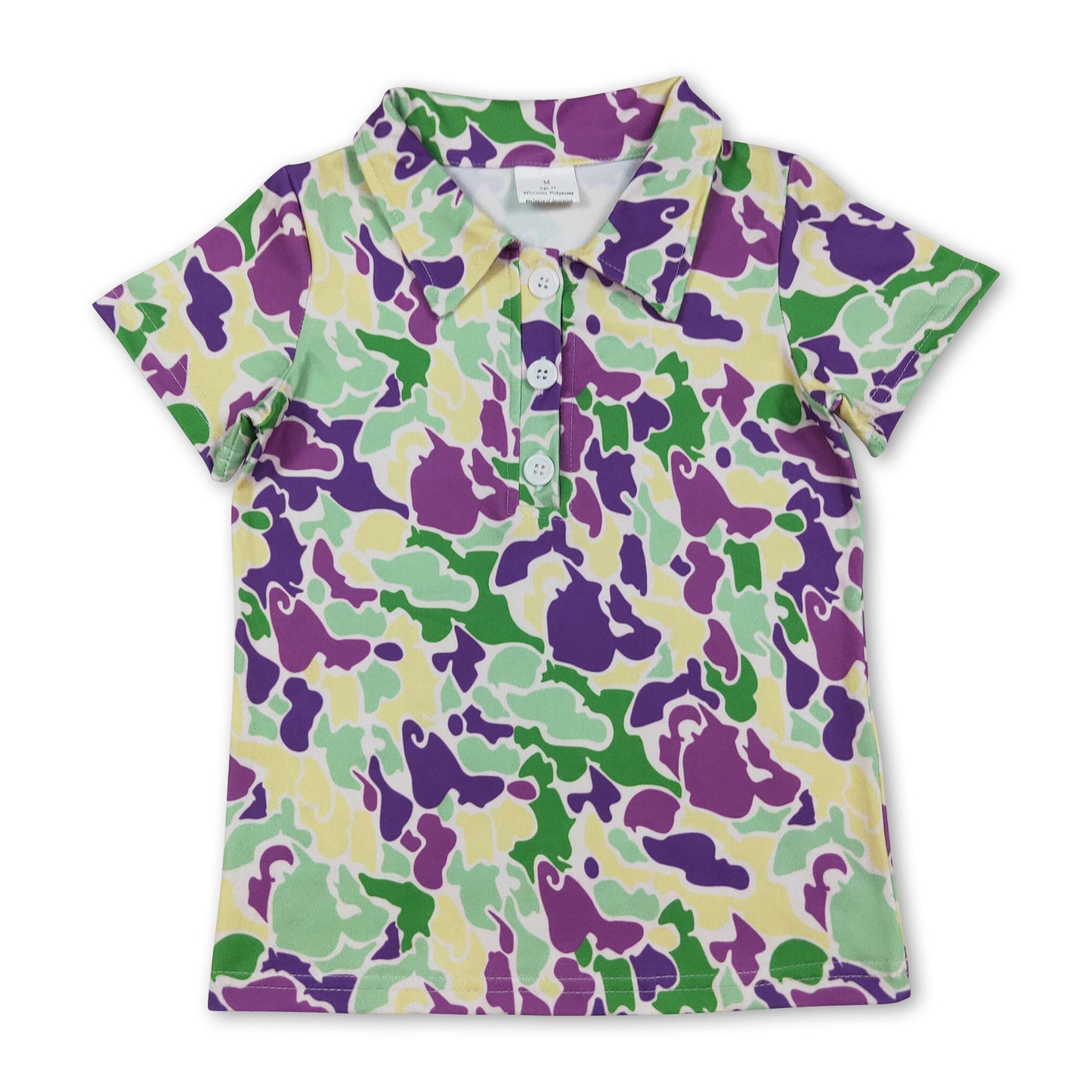 Lila grün gelb Camouflage Kinder Jungen Mardi Gras Poloshirt