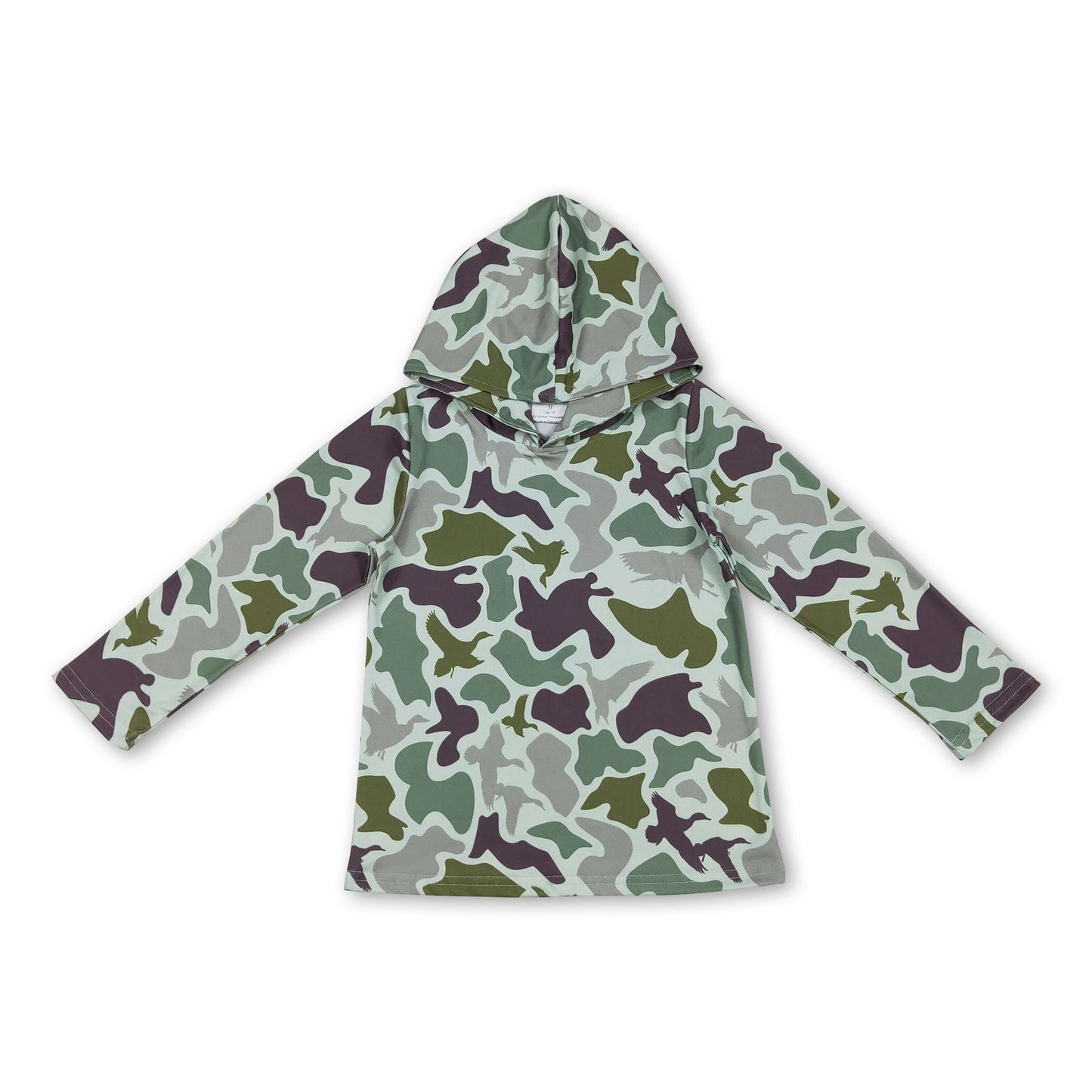 Langärmeliger Entengrün Camo Hoodie für Jungen