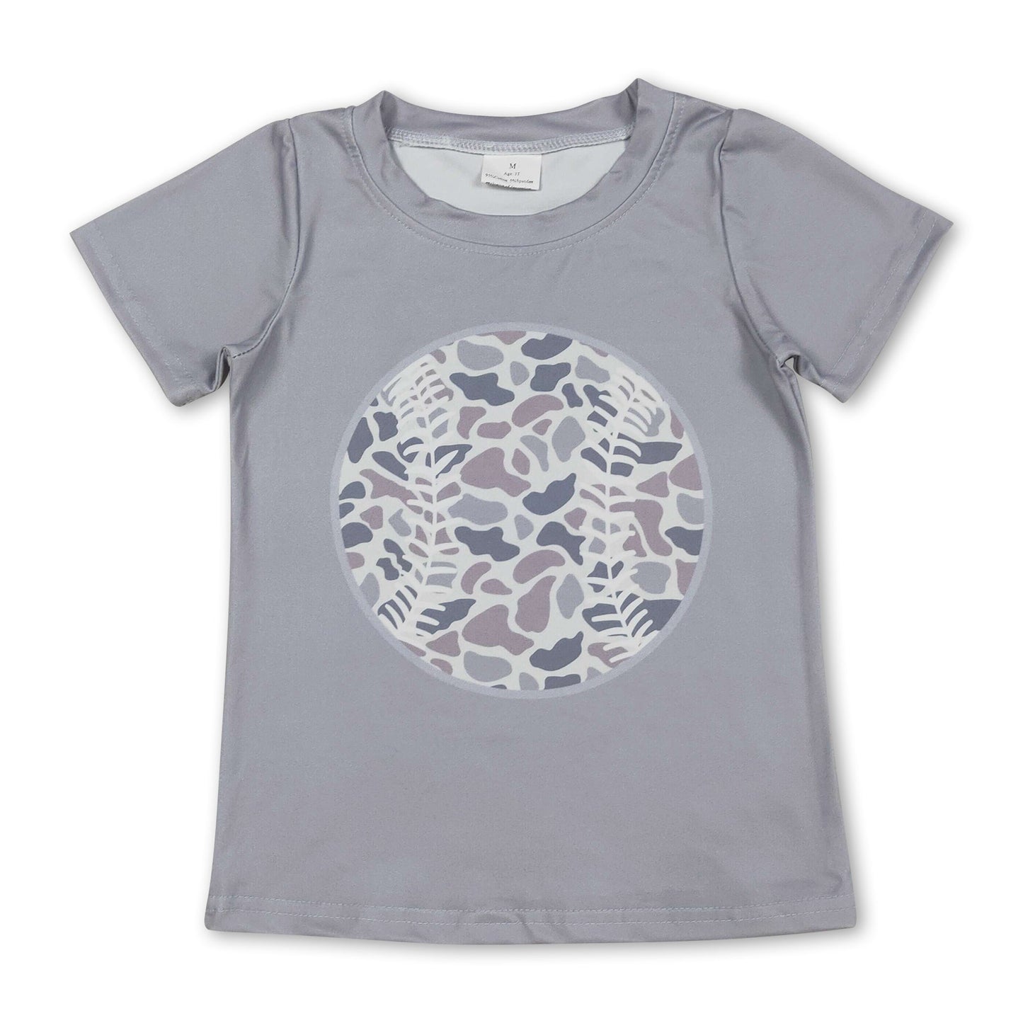 Kurzarm Baseball Grau Camo Kinder Jungen T-Shirt