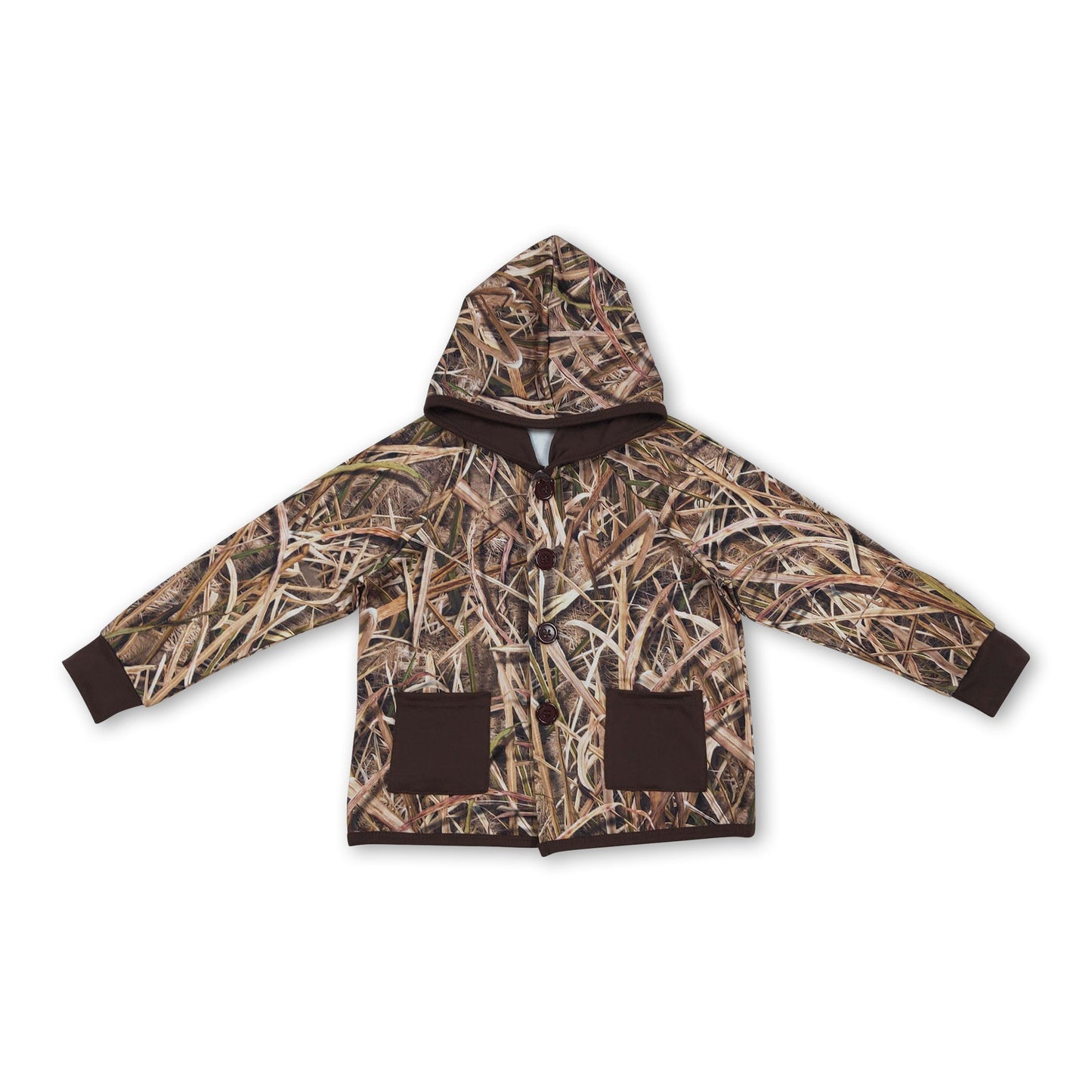 Dunkelbraune Taschen Camouflage Kapuzenjacken für Kinder/Jungen