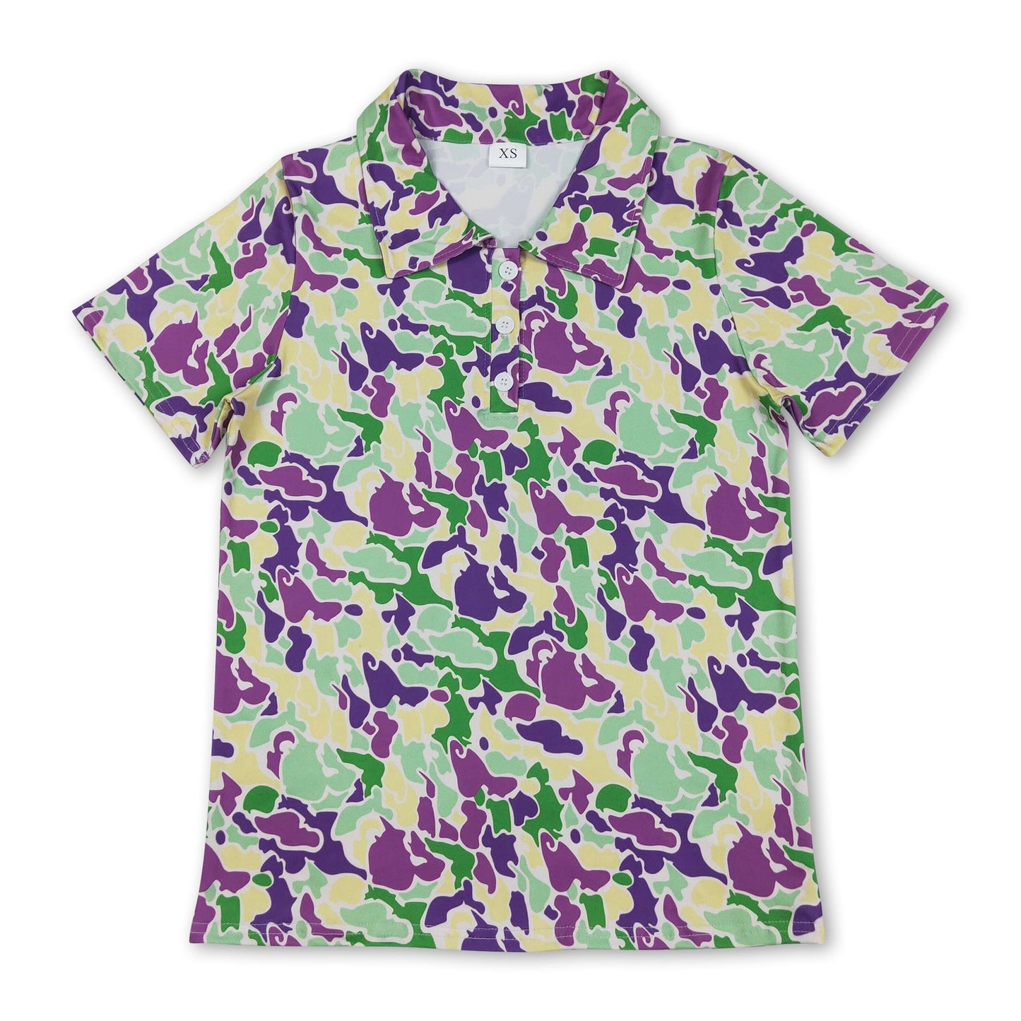 Lila gelb grüne Camouflage Herren Mardi Gras Poloshirt