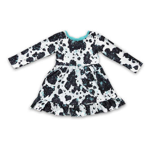 Türkises Schleifen-Kuh-Langarm-Babykleid