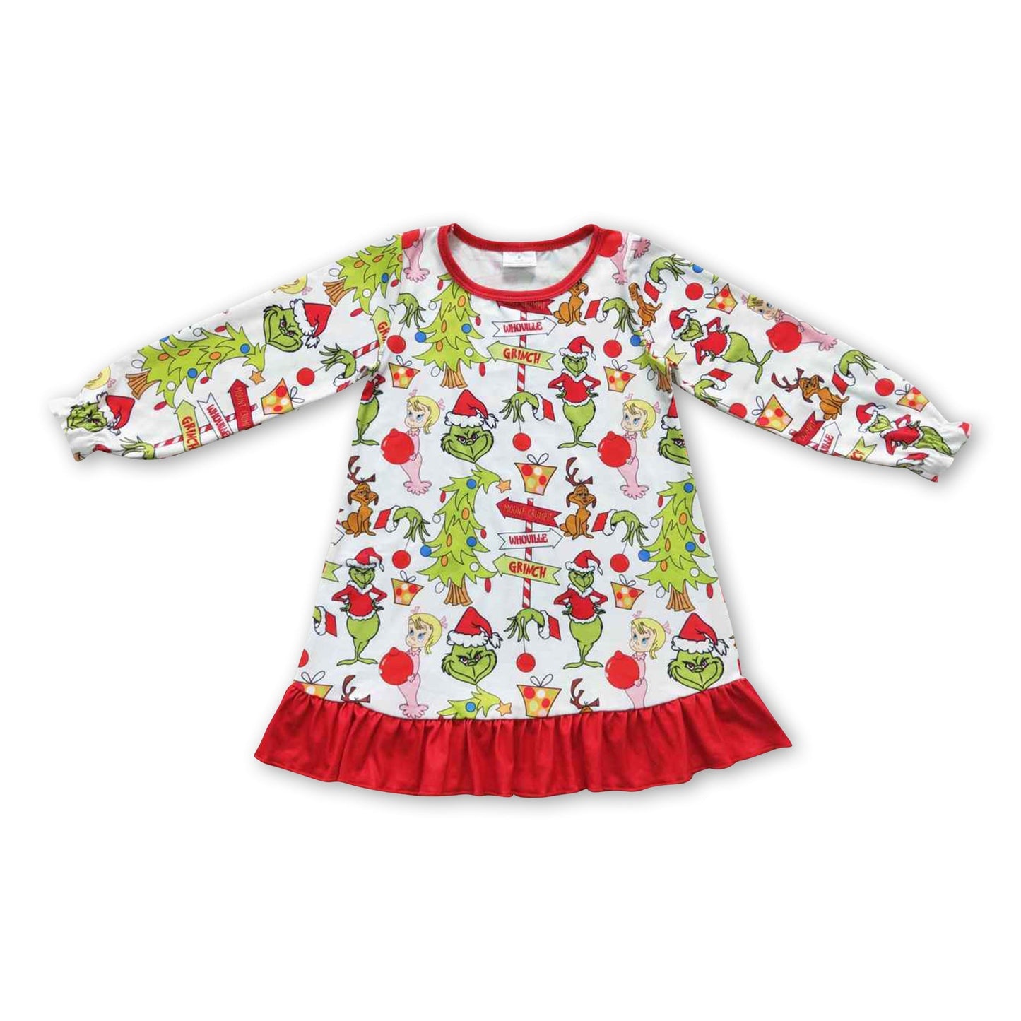 Langarm grünes Gesicht Geschenke Mädchen Weihnachtsnachthemd