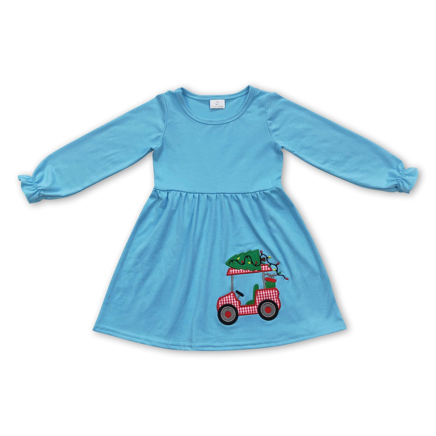 Hellblaues Golf-Weihnachtsbaum-Kleid für Kinder und Mädchen
