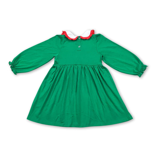 Grüne Weihnachtstanne gesmokte Kinder Mädchenkleider