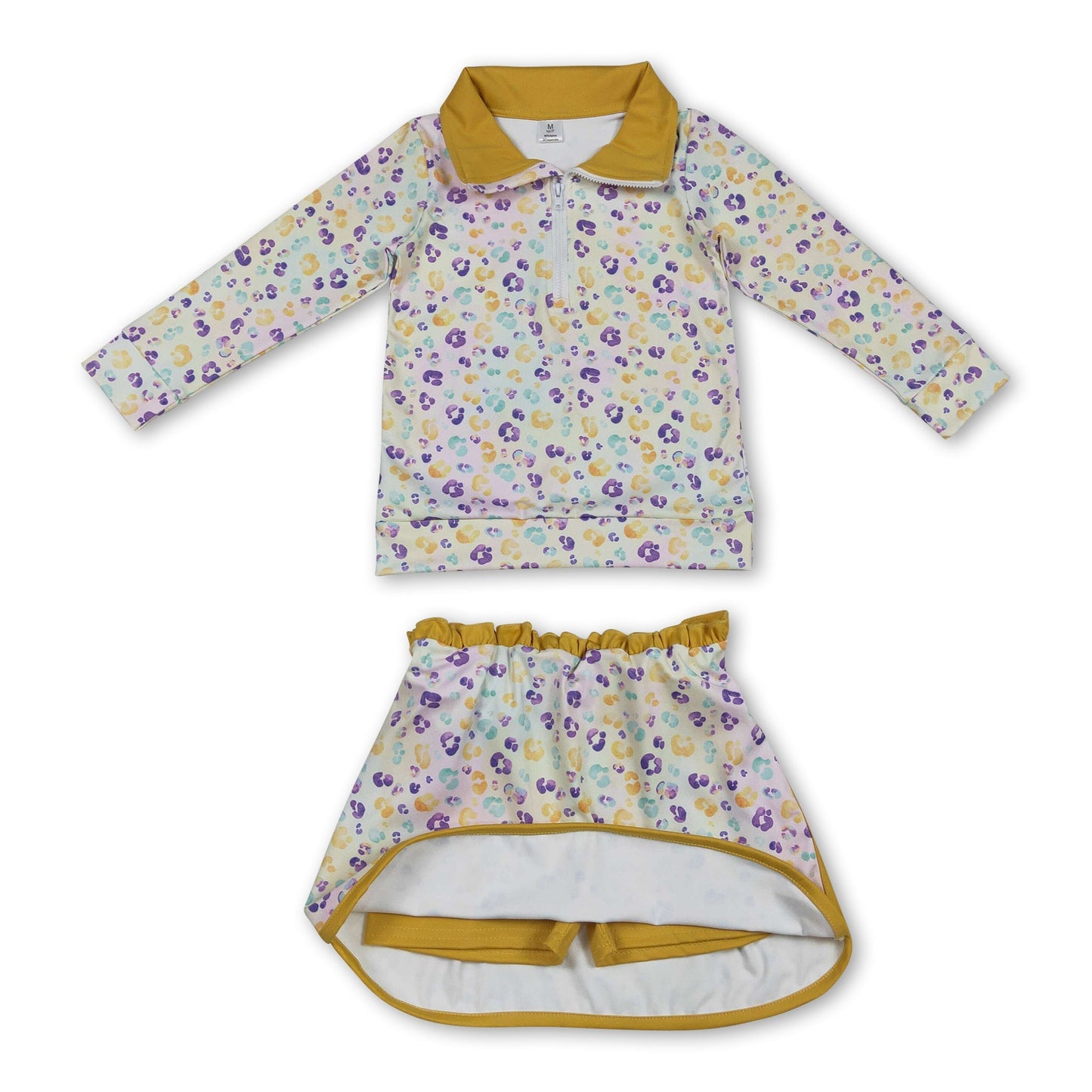 lila gelb grün Leopard Pullover Rock Kinder Mädchen Faschings-Set