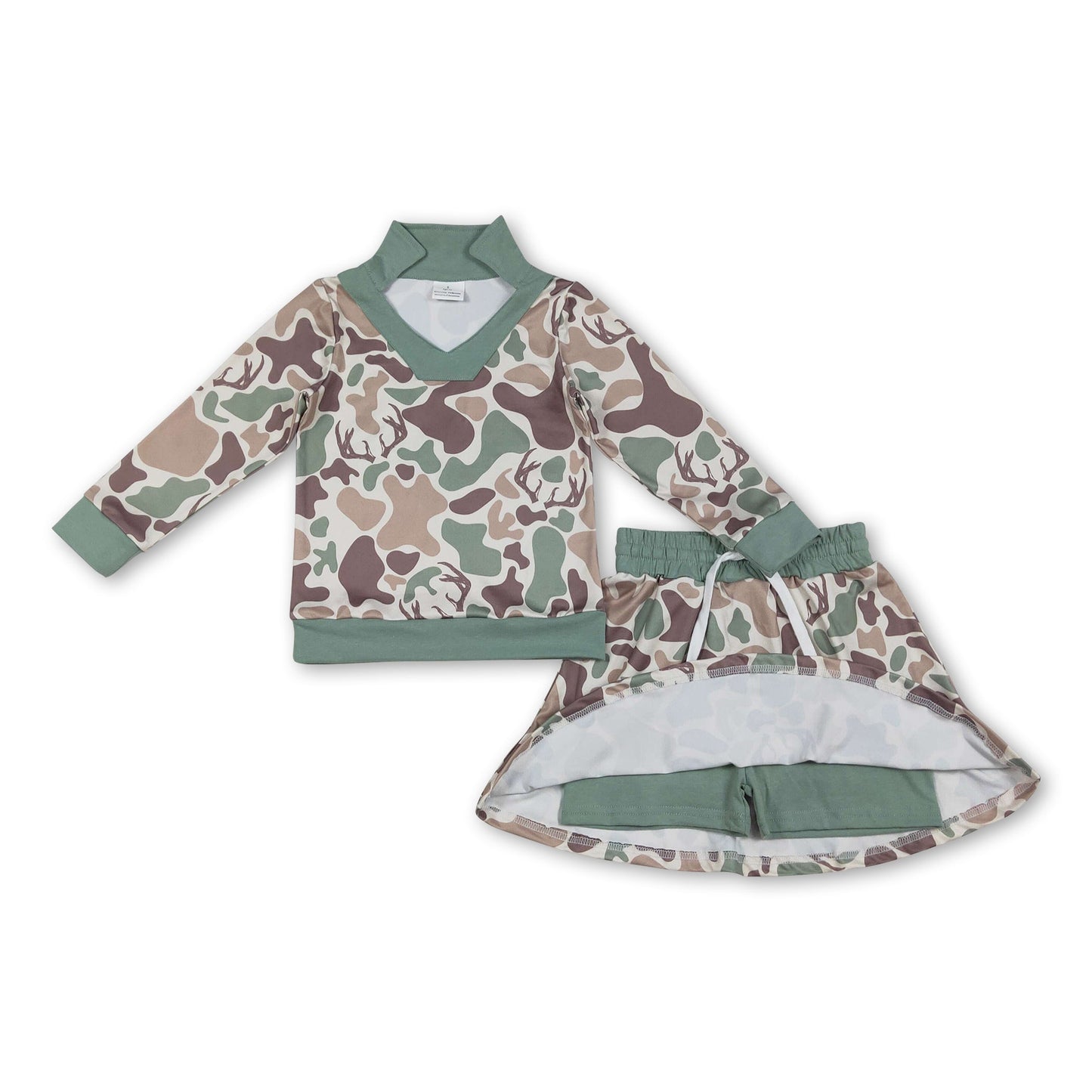 Langarm Hirsch Camo Top Rock Mädchen Bekleidungsset