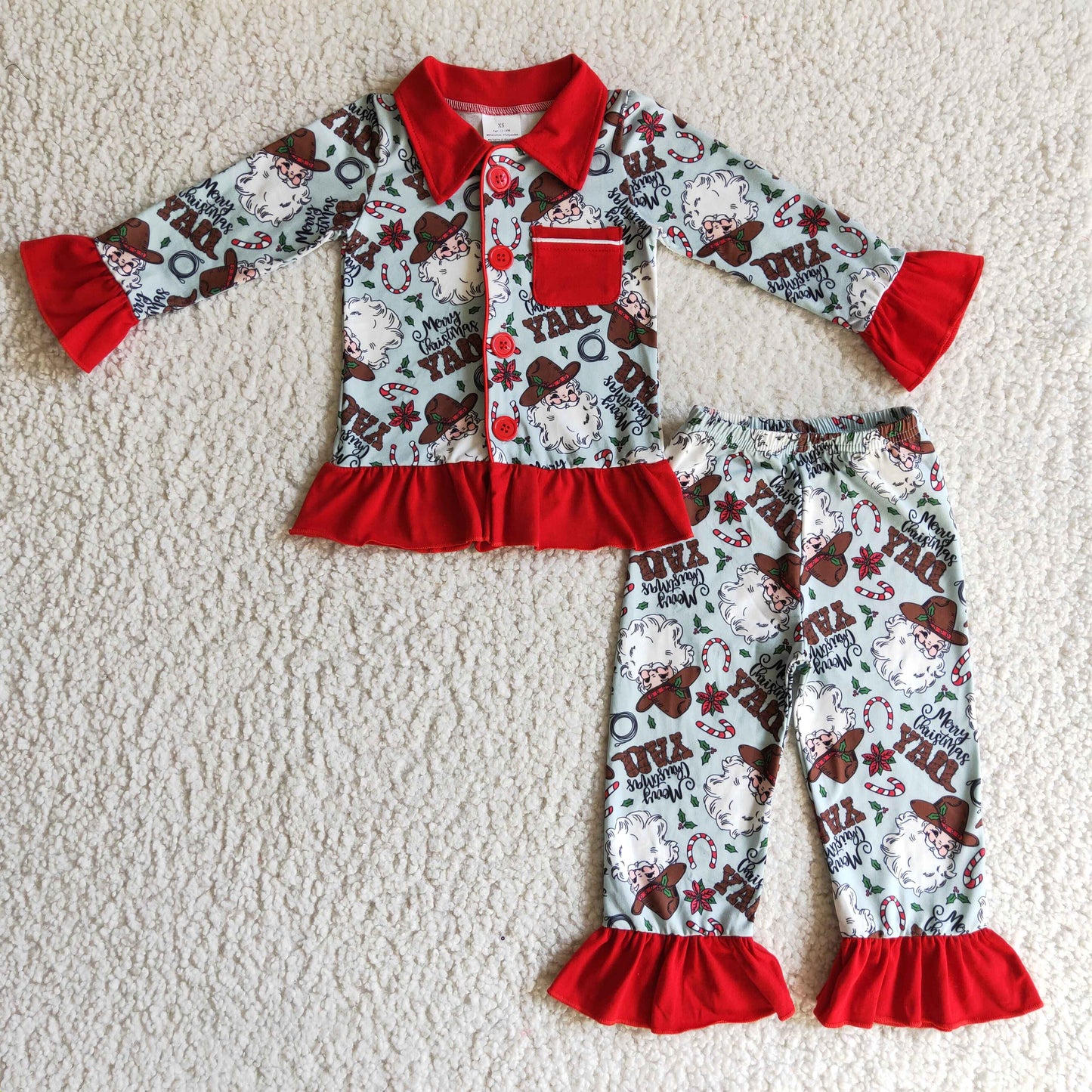 Fröhliche Weihnachten euch allen Stiefel Pyjamas für Kinder Mädchen Westernstil
