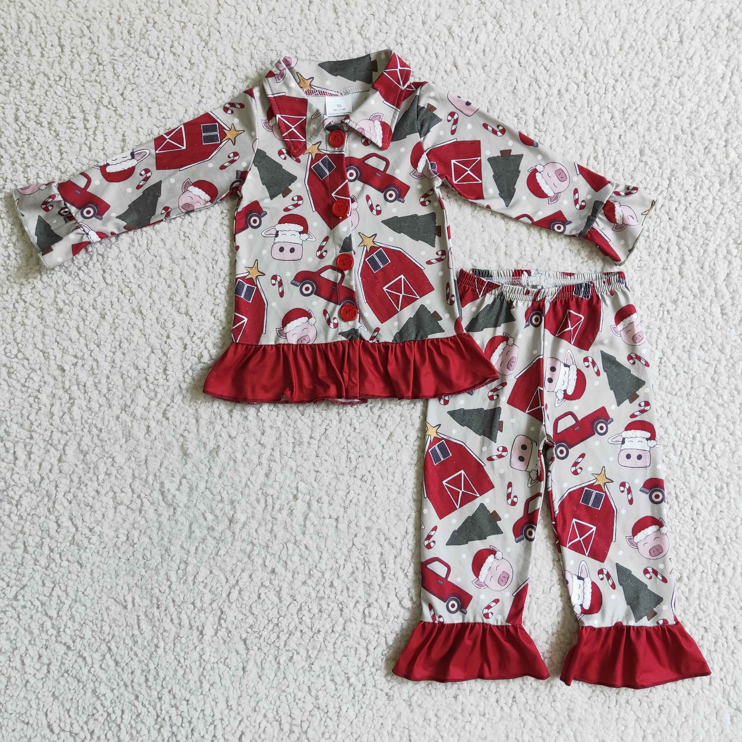 Kuh-Schweine-Bauernhof-Druck Schlafanzug für Kinder und Mädchen zu Weihnachten