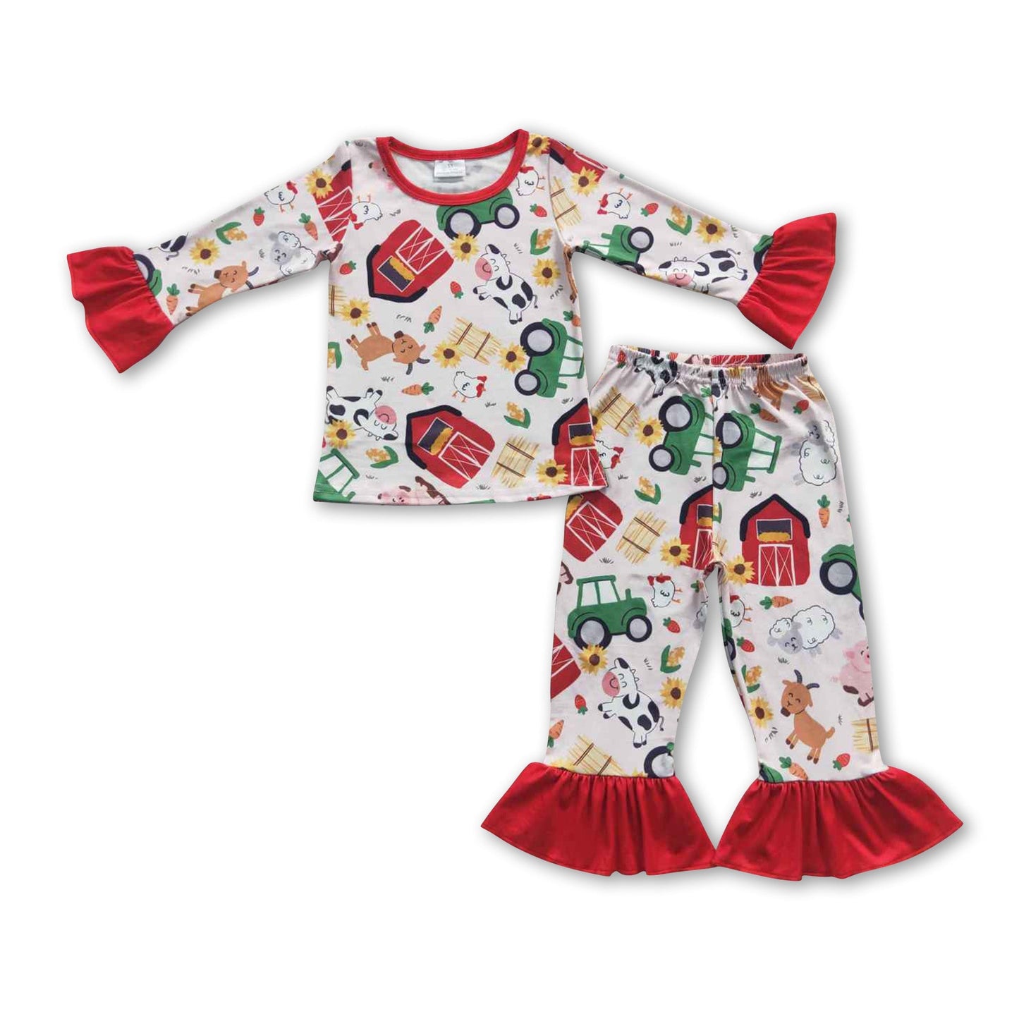 Kuh Schwein Schaf Huhn Baby Mädchen Bauernhof Pyjama