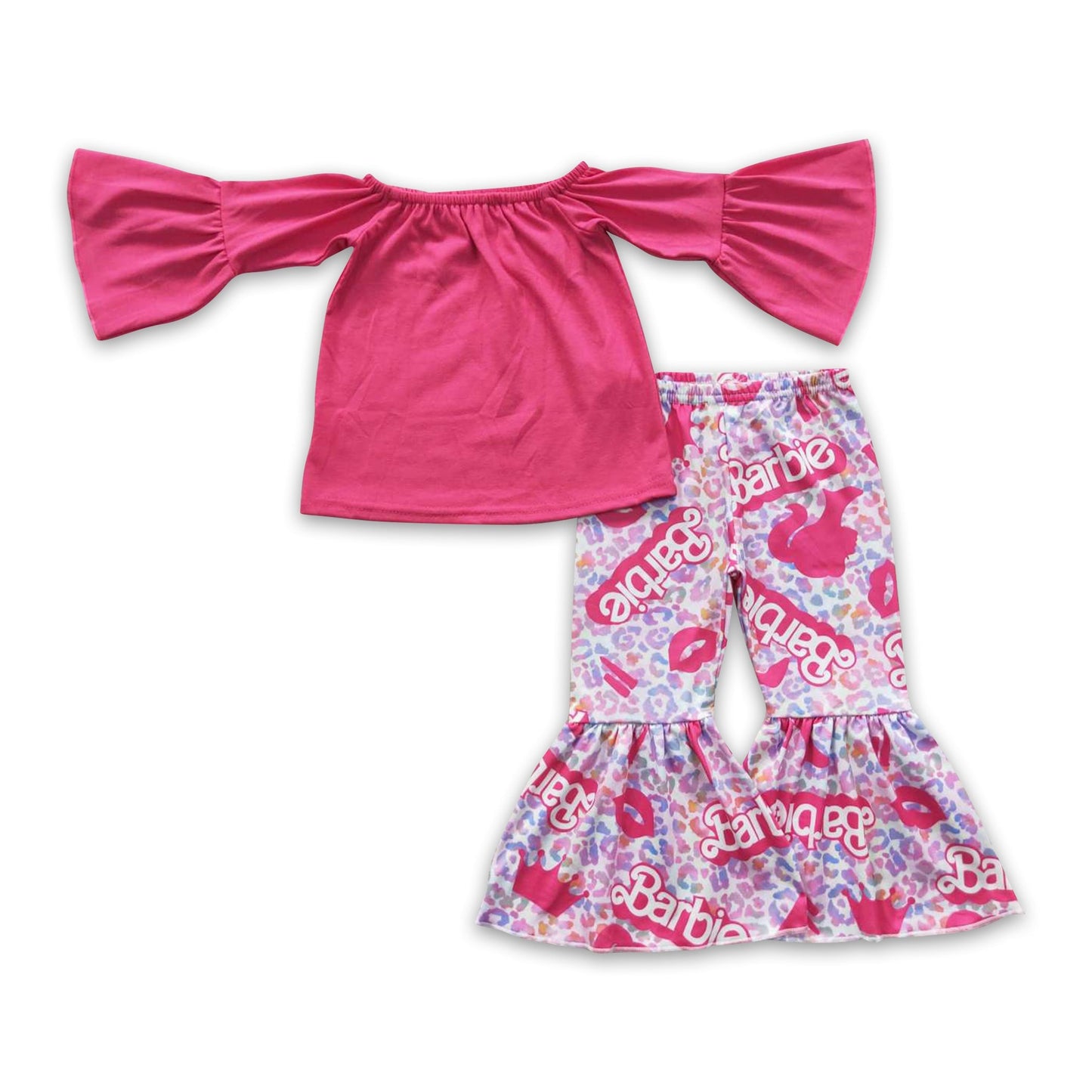 Hot Pink Top Leopardenhose Party Mädchen Kleiderset