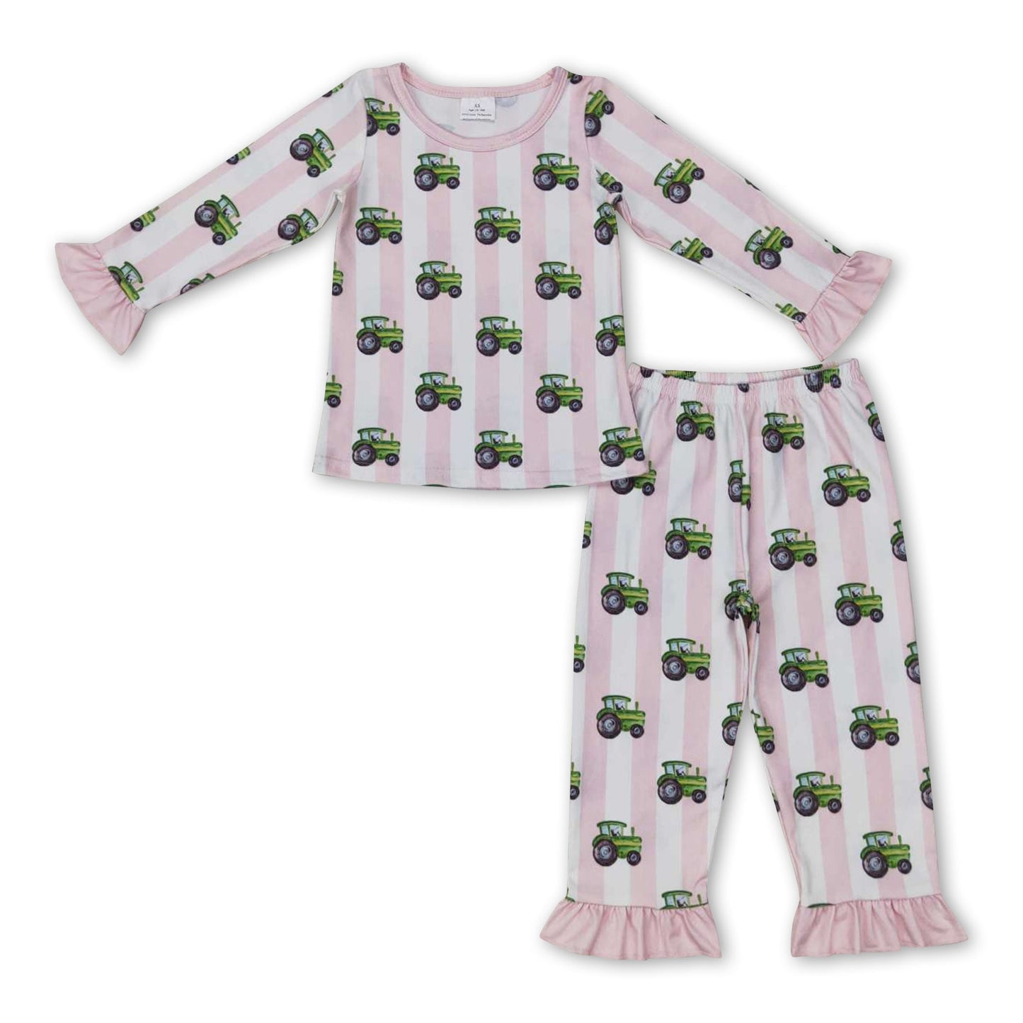 Pink gestreifter Traktor Mädchen Bauernhof Pyjama