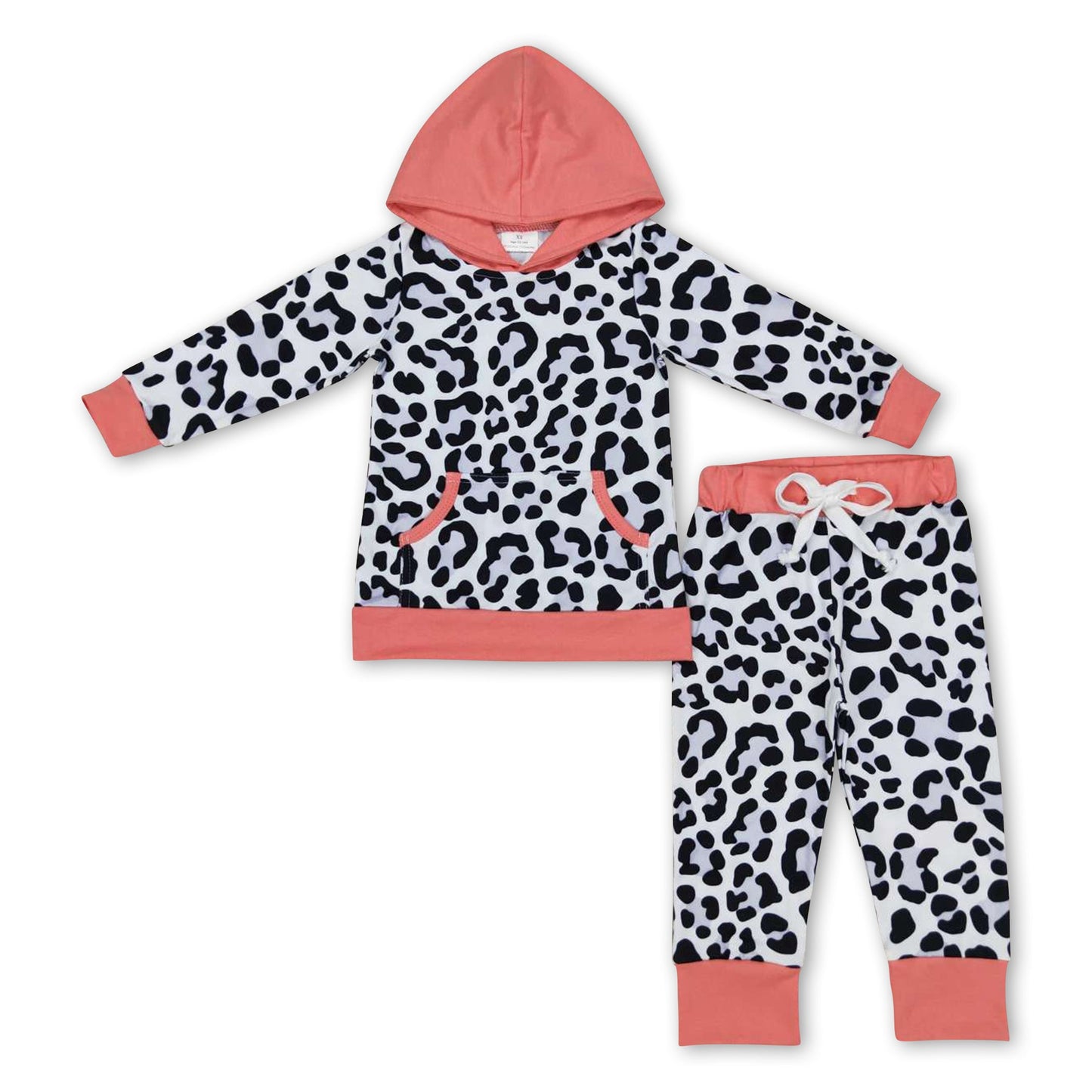 Leoparden-Kapuzenpullover-Hose Mädchen Herbst Winter Outfits