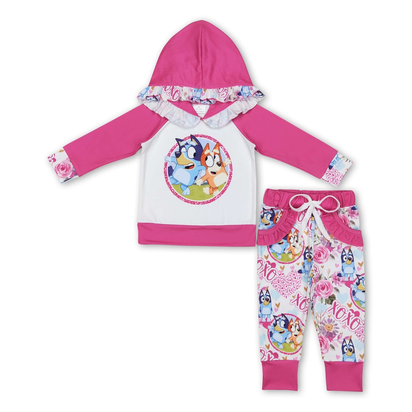 Hot pink Dogs Herz Kinder Mädchen Valentinstags-Outfits