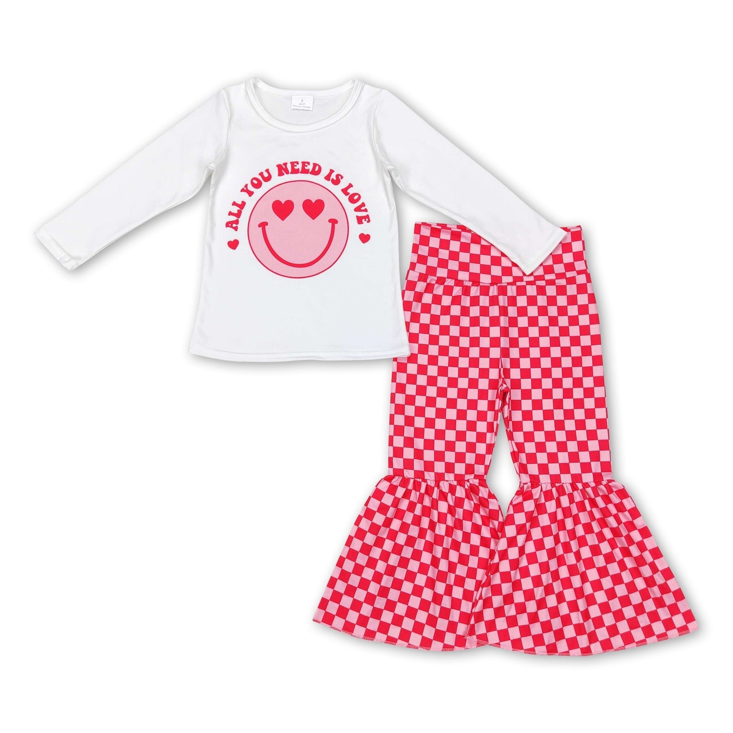 Alles, was du brauchst, ist Liebe, Lächeln, Herz, karierte Mädchen-Valentinstags-Outfits