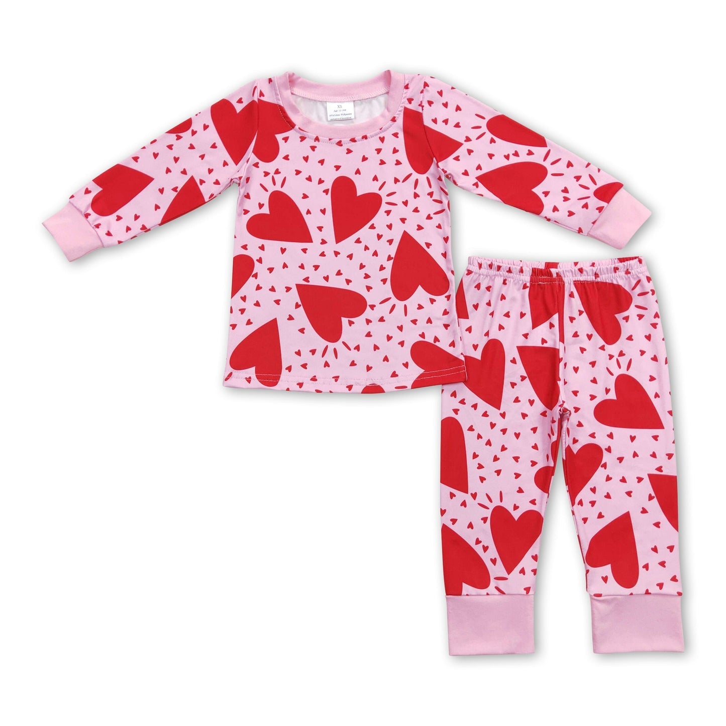 Rosa Herz Langarm Baby Mädchen Valentinstag Pyjama