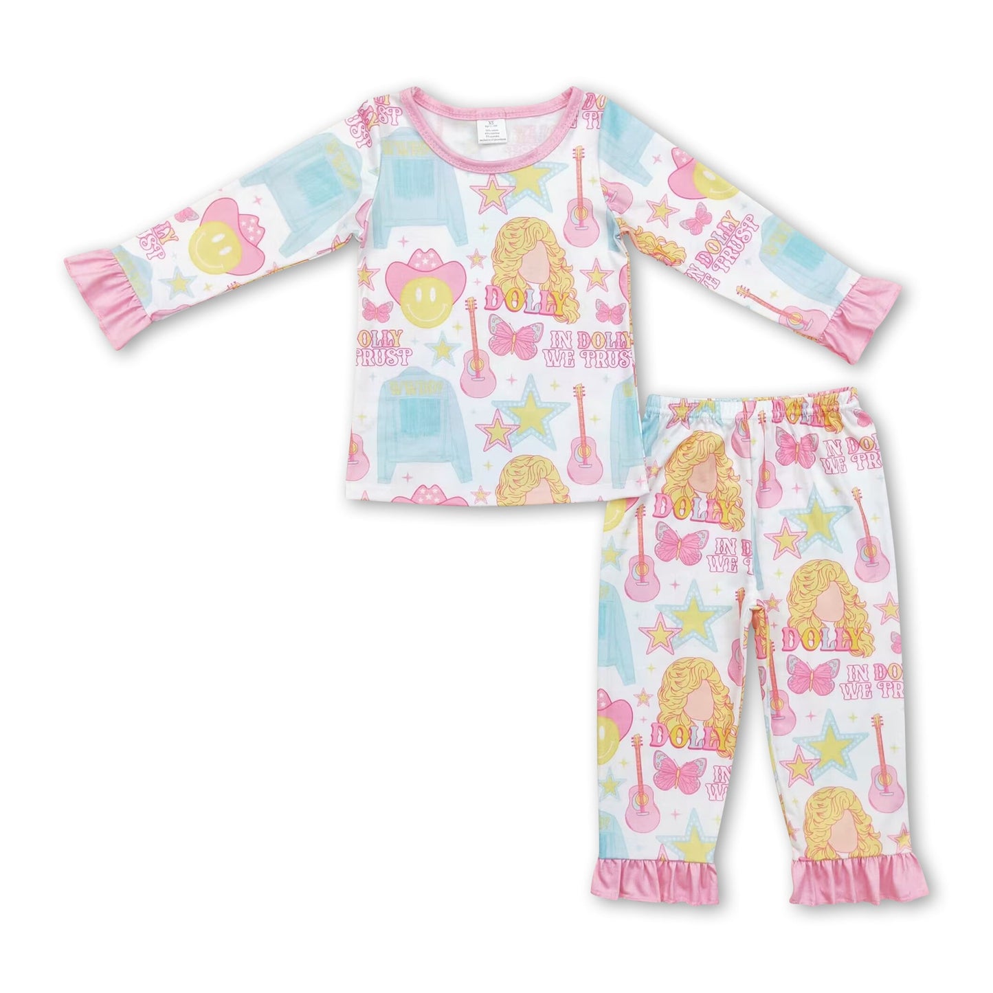 Langärmeliges Gitarrenlächeln Sänger Mädchen Pyjama