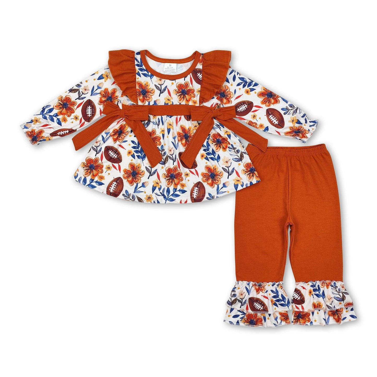 Blumen-Fußball-Schleifen-Tunika-Rüschenhose Mädchenkleidung