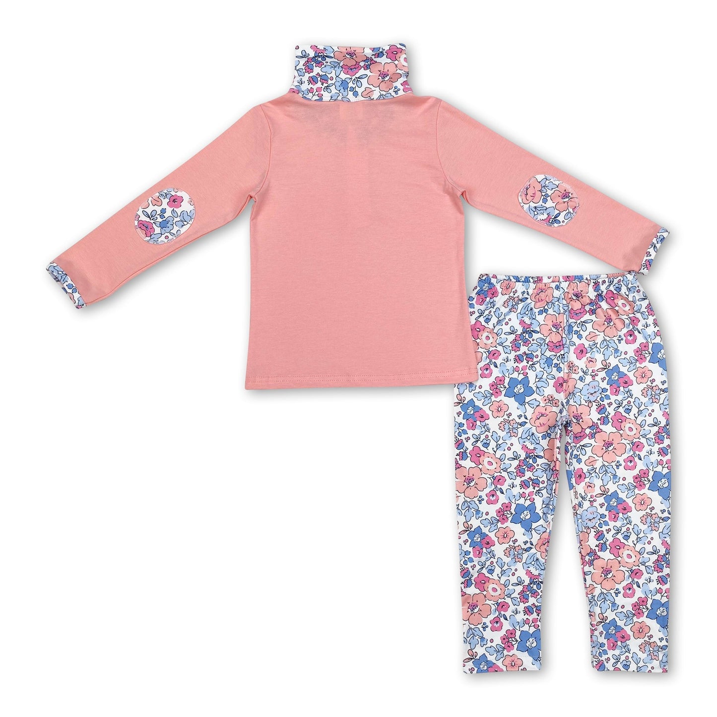 Pink geblümt Reißverschluss Pullover Leggings Mädchen Kleidung
