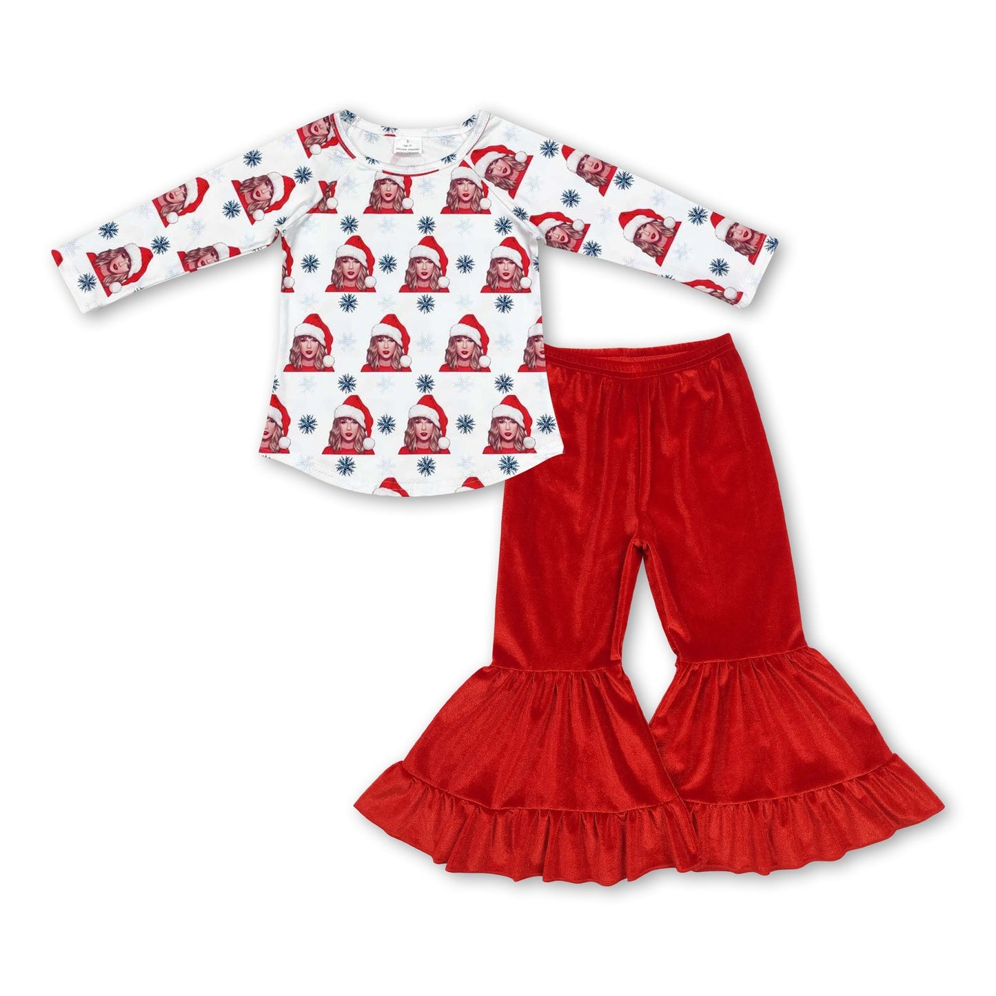 Weihnachtsmütze Sängerin Oberteil Samthose Mädchenbekleidung