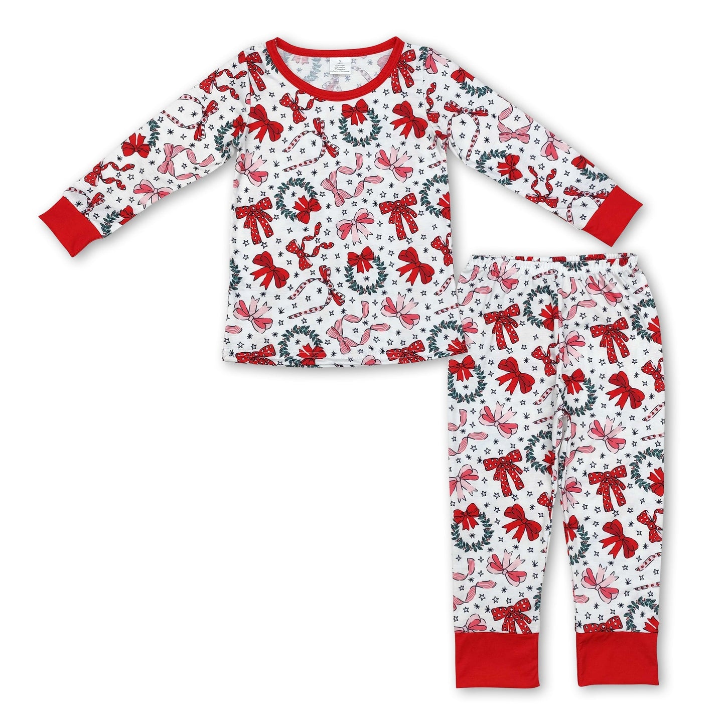 Langarm Schleifen Baby Mädchen Weihnachtsschlafanzug