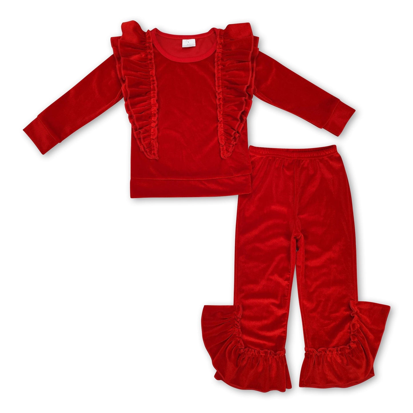 Rot samt Rüschenoberteil Hose Kinder Mädchen Outfits