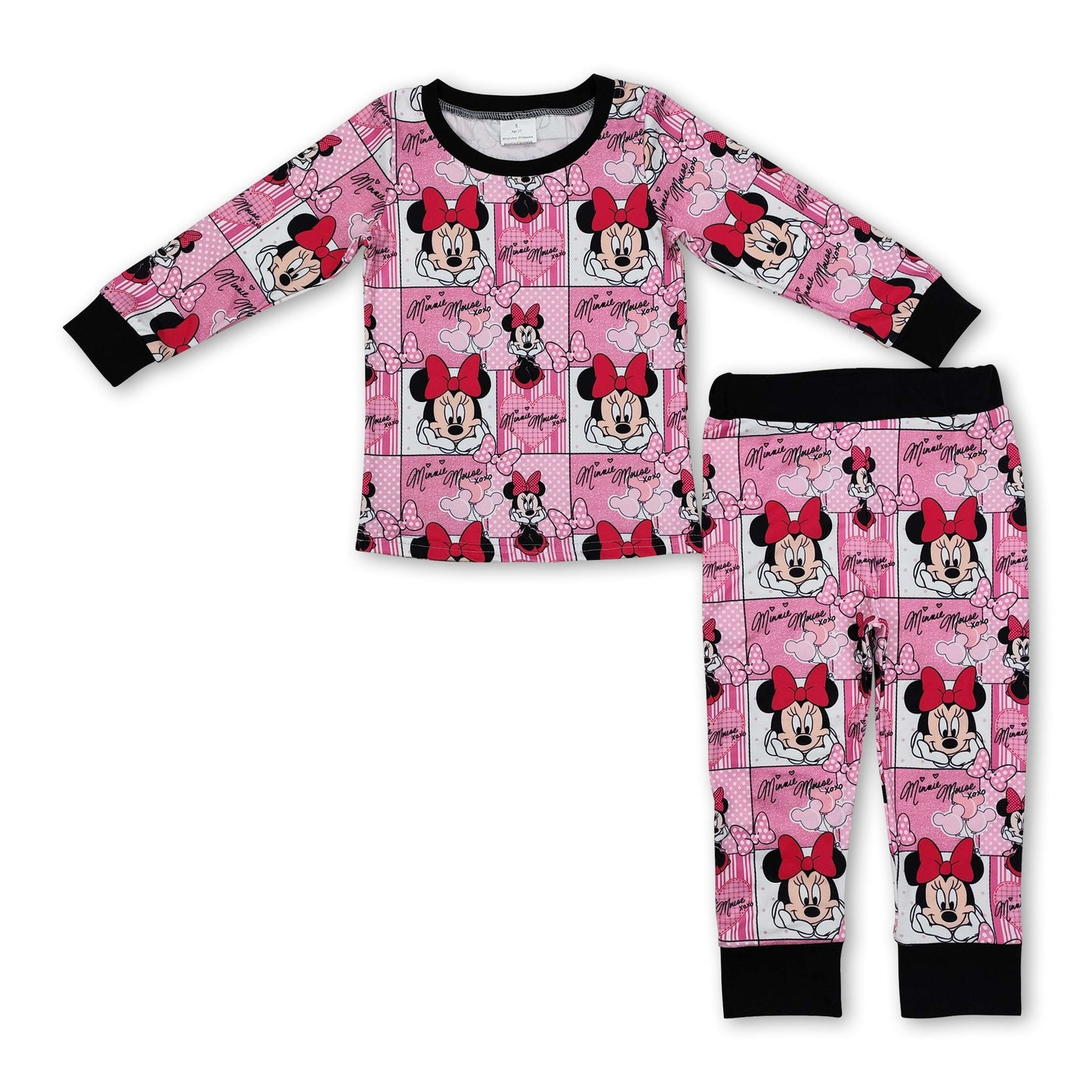 Langärmliger rosa Herz-Maus Mädchen Pyjama für Valentinstag