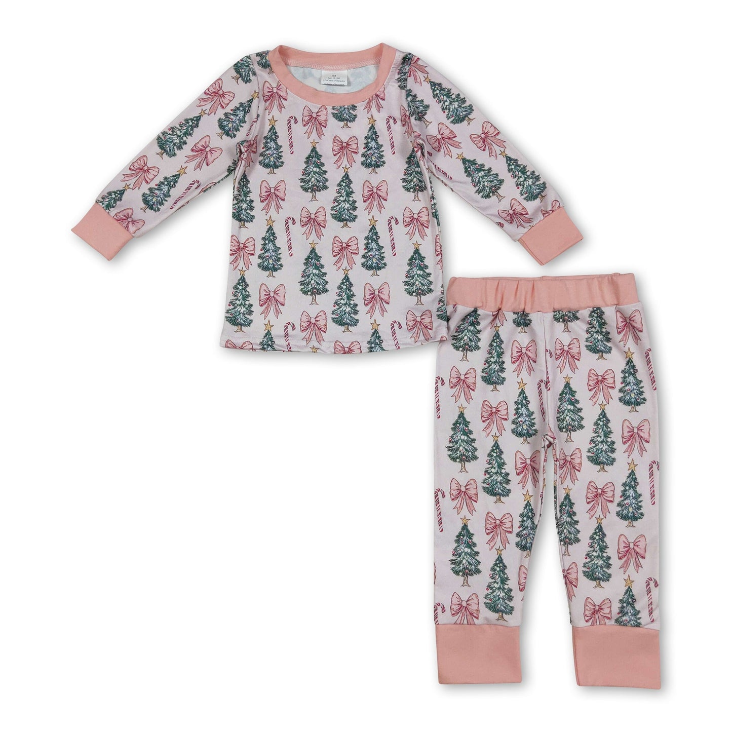 Rosa Schleife Zuckerstange Weihnachtsbaum Mädchen Pyjama