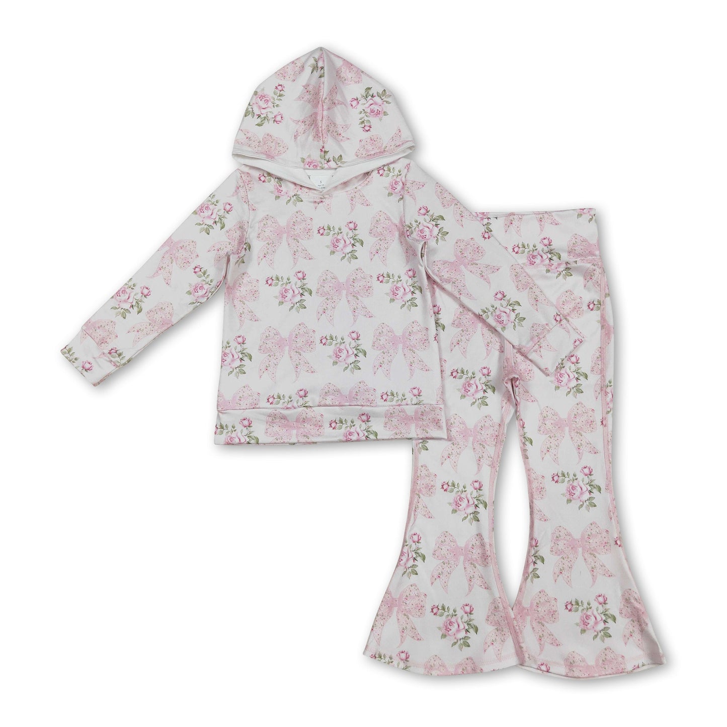 Langärmeliges Blumen-Kapuzenpulli-Yogahosen-Mädchen-Kleidungsset