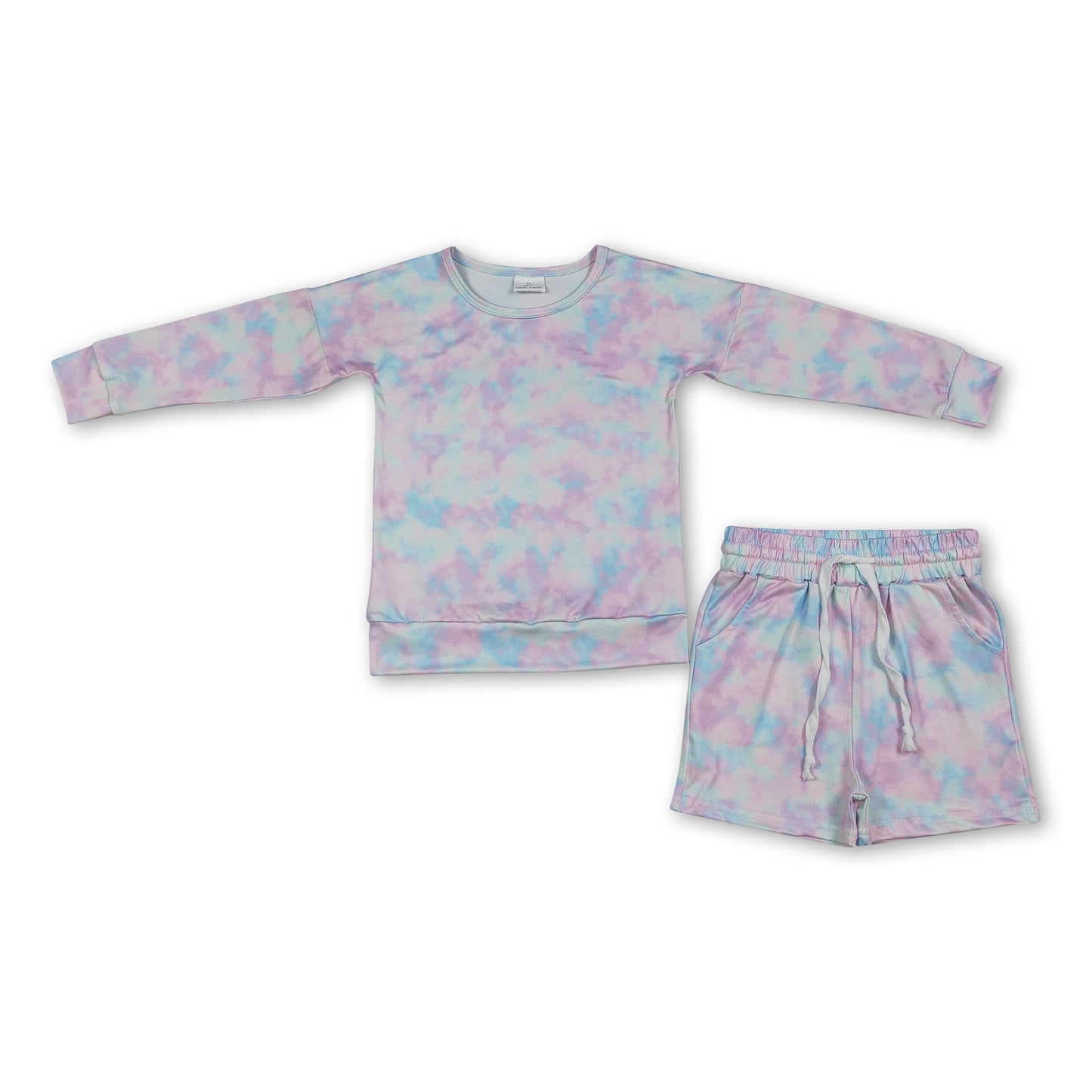Langarm Tie-Dye Oberteil Shorts Kinder Mädchen Outfits