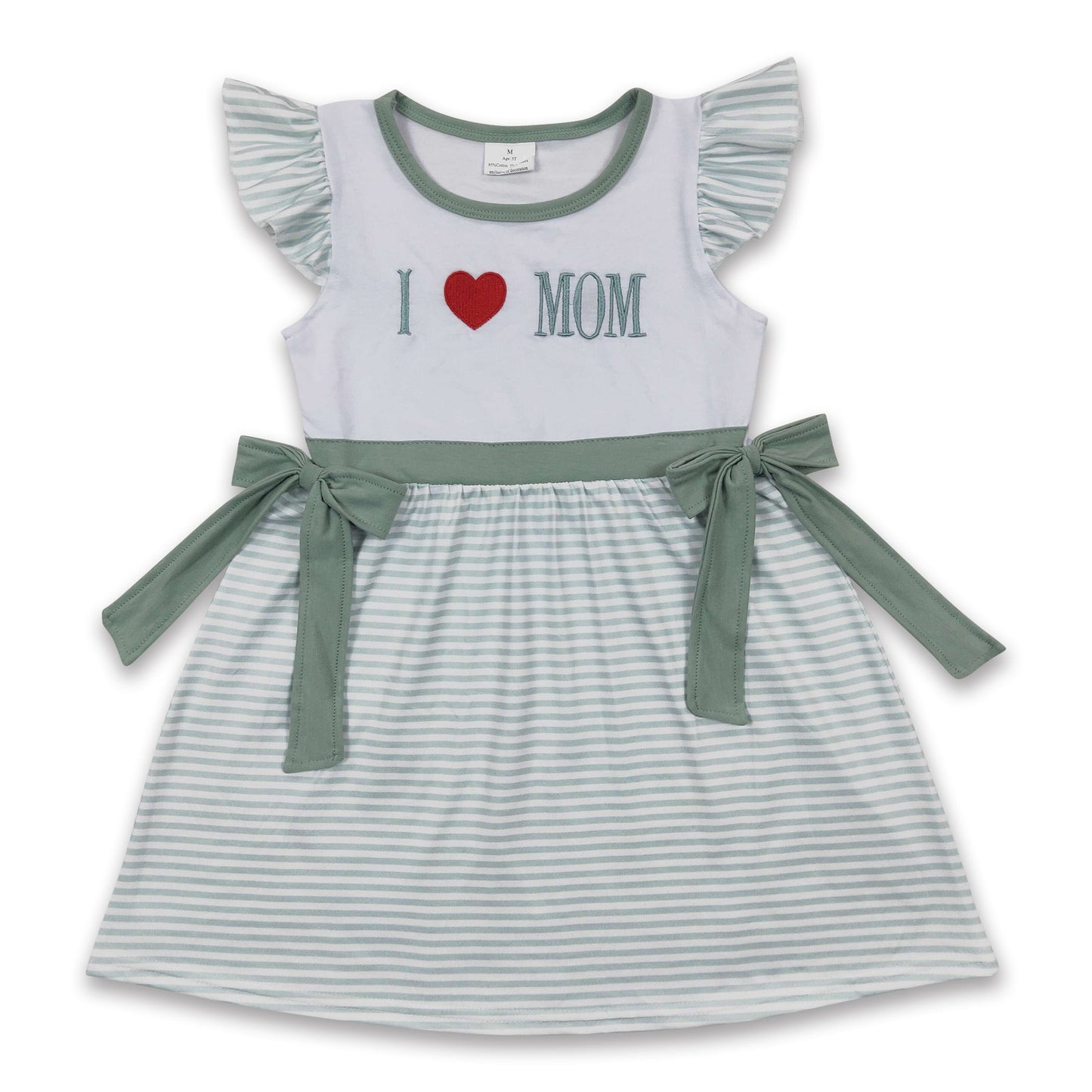 Ich liebe das MOM Stickerei-Streifen-Kleid für Baby-Mädchen zum Muttertag
