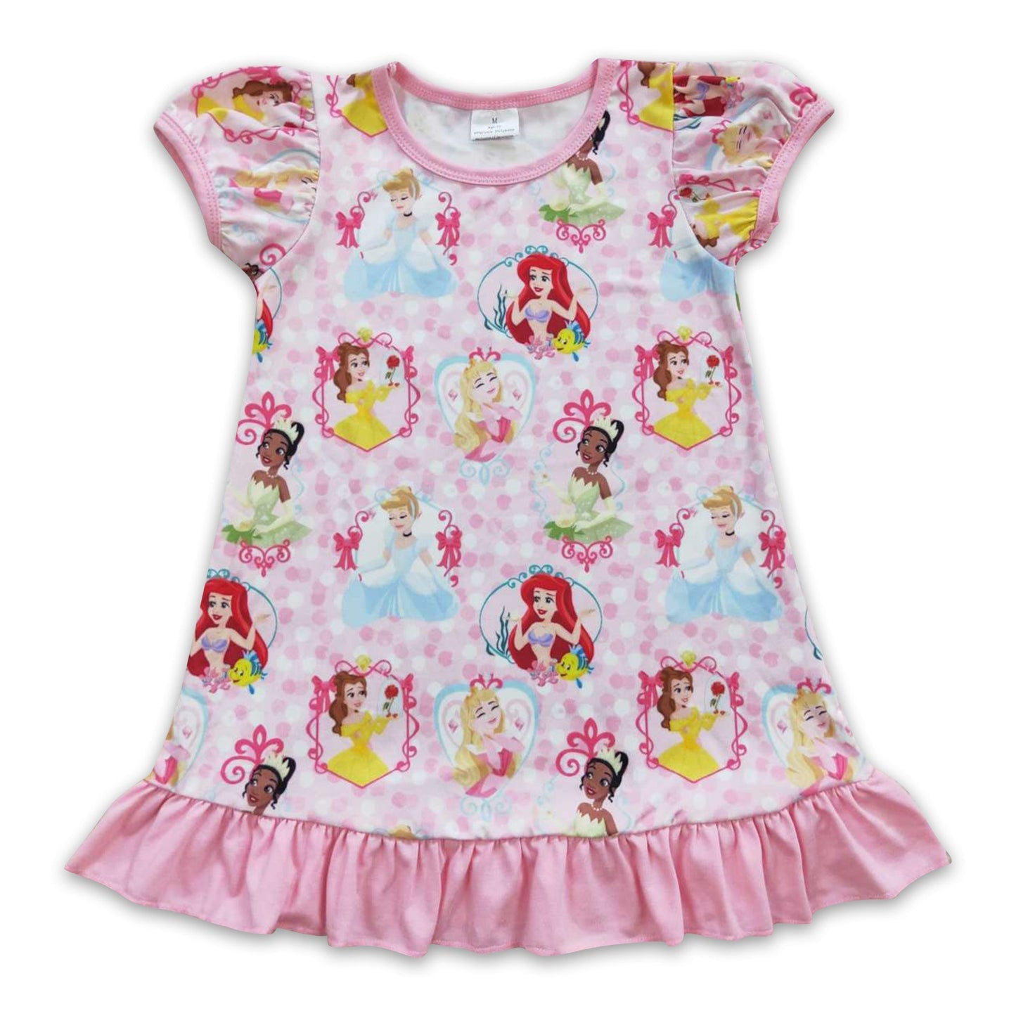 Gepunktetes Prinzessinnen-Kleid für Baby-Mädchen mit kurzen Ärmeln