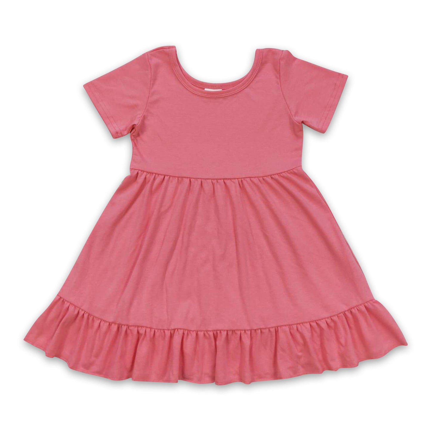 Kurzärmlige, wassermelonenrote Baumwollkleider für Baby-Mädchen