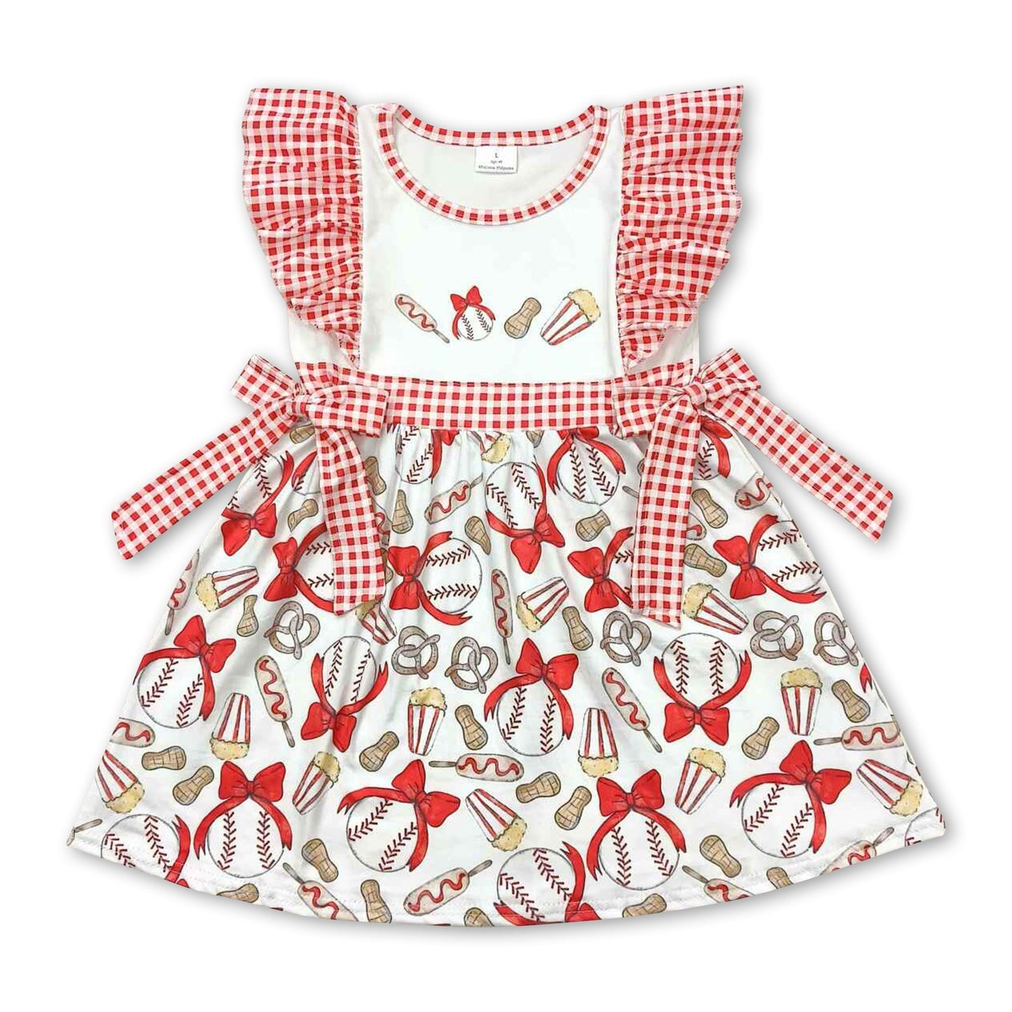 Karierte Baseballkleider für Baby-Mädchen mit Rüschenärmeln
