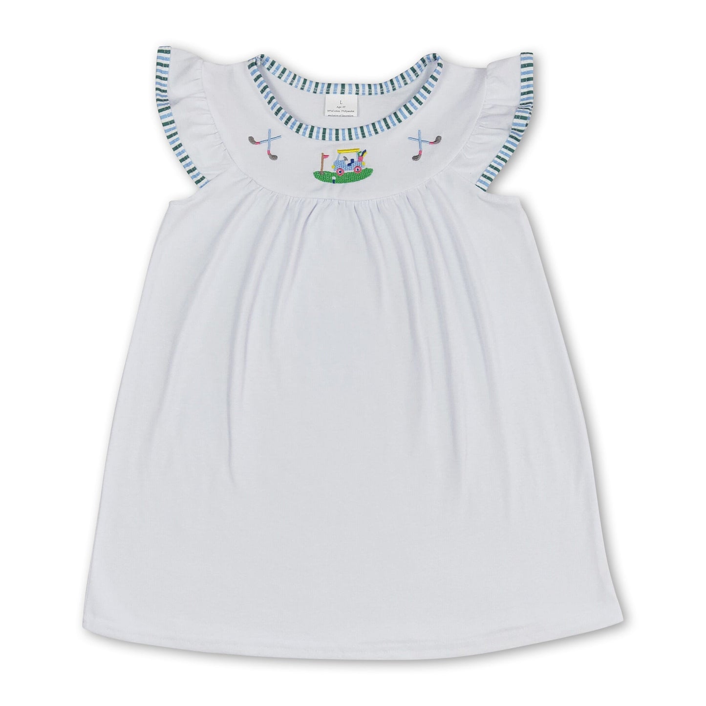 Weißes Golf-Sommerkleid für Baby-Mädchen mit Rüschenärmeln
